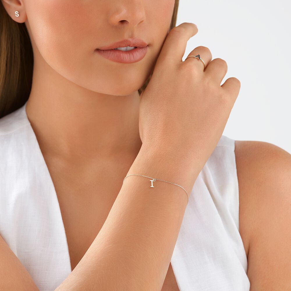 19cm (7.5") I Initial Bracelet in Sterling Silver