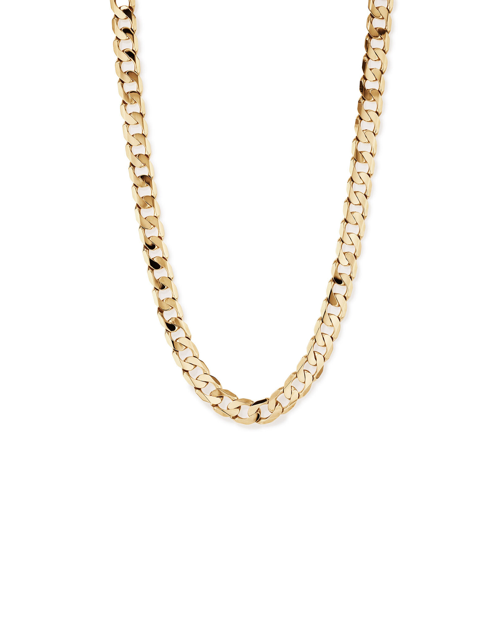 55cm (22") 13mm Width Solid Flat Bevelled Curb Chain in 10kt Yellow Gold