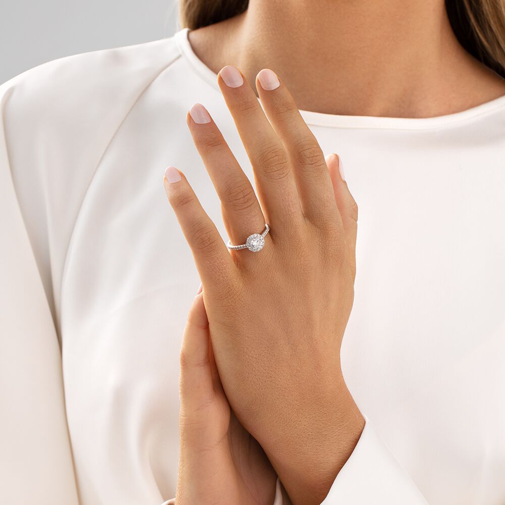 Engagement Ring with 0.92 Carat TW of Diamonds in 14kt White Gold