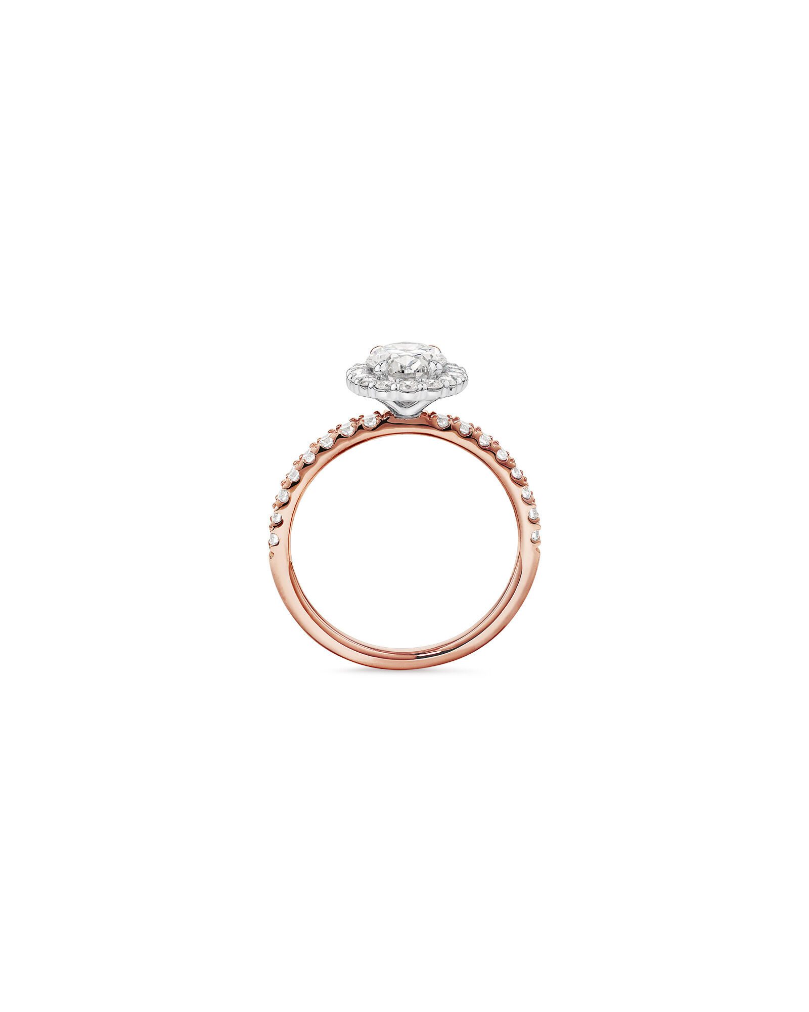 1.78 Carat TW Oval Laboratory-Grown Diamond Halo Engagement Ring in 14kt Rose and White Gold