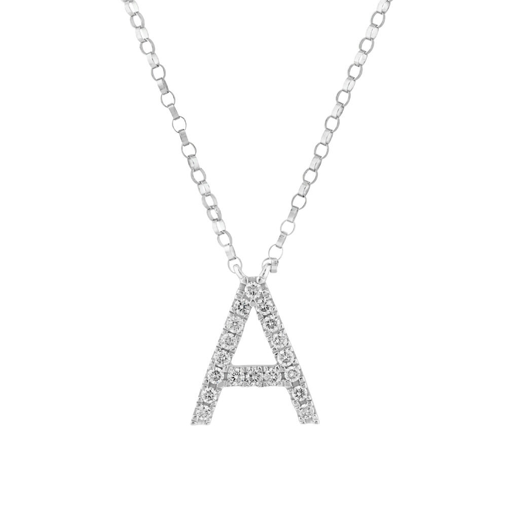 A' Initial necklace with 0.10 Carat TW of Diamonds in 10ct White Gold