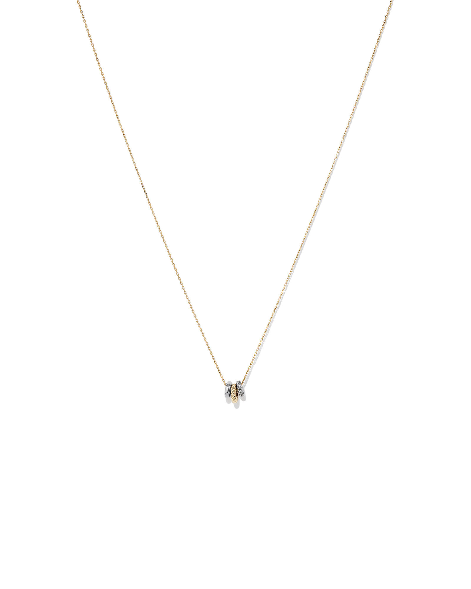 Trio Pendant with .09 Carat TW Diamonds in Sterling Silver and 10kt Yellow gold