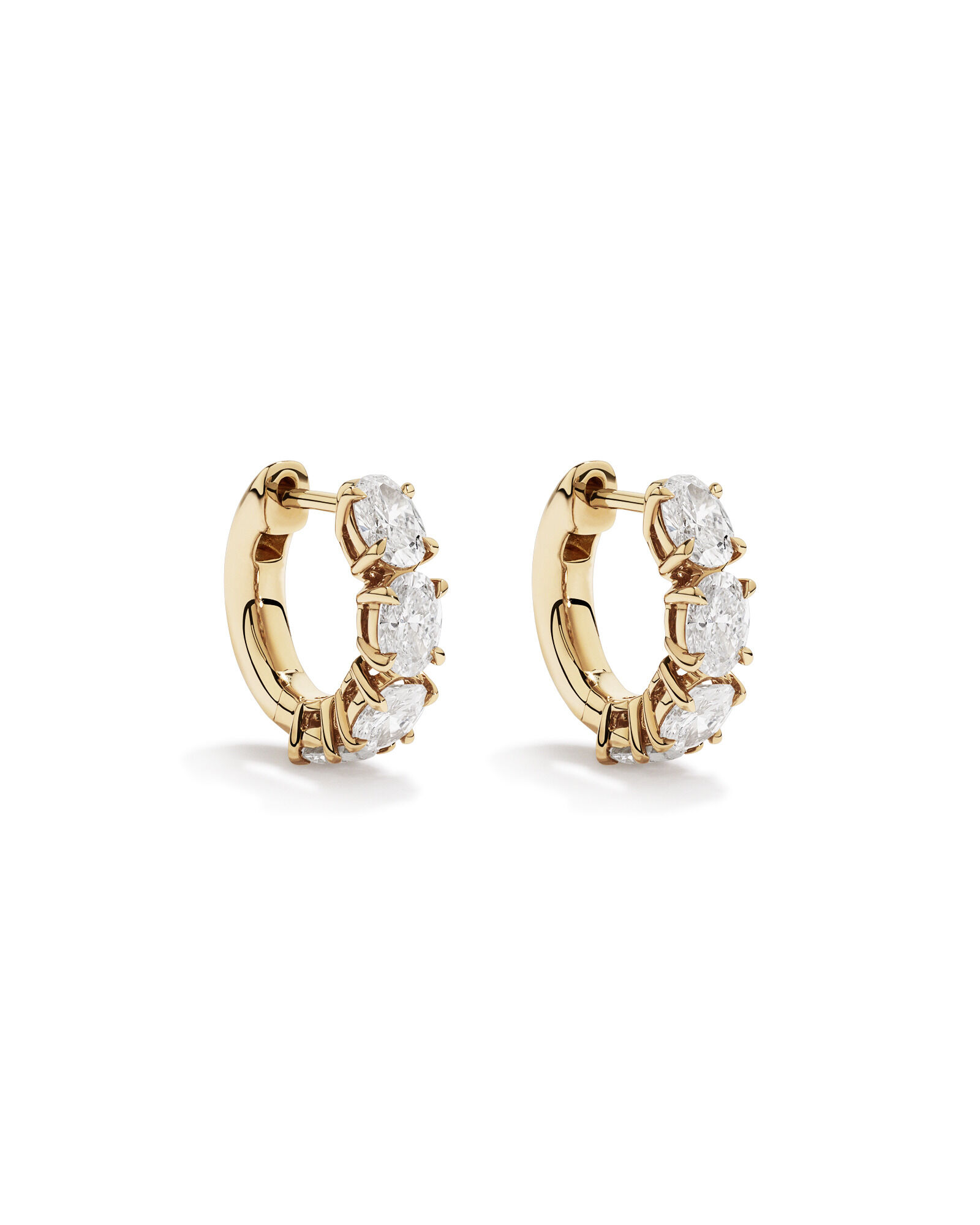 2.00 Carat TW Laboratory-Grown Diamond Oval Huggie Earrings in 10kt Yellow Gold