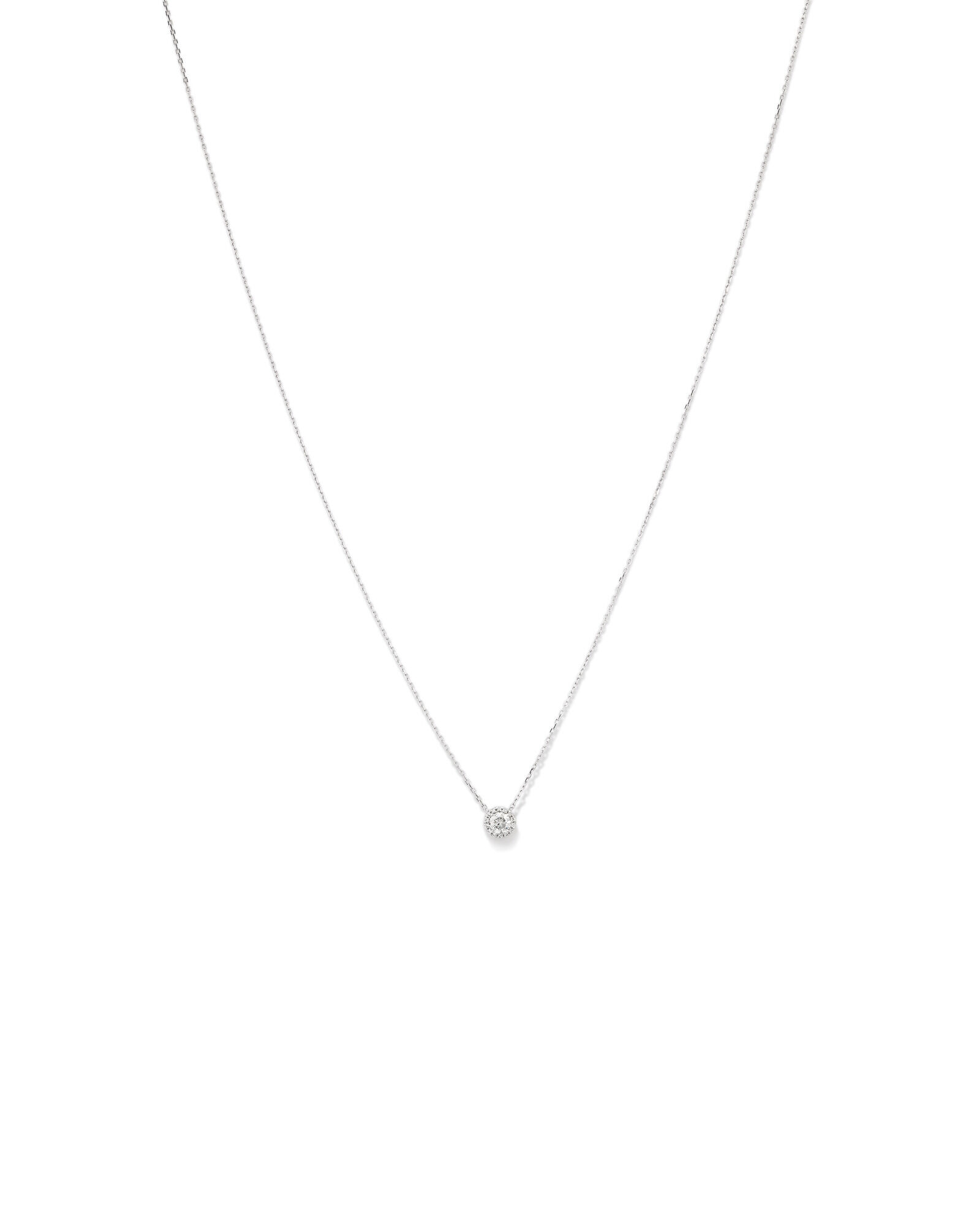 0.22 Carat TW Round Diamond Halo Pendant in 10kt White Gold