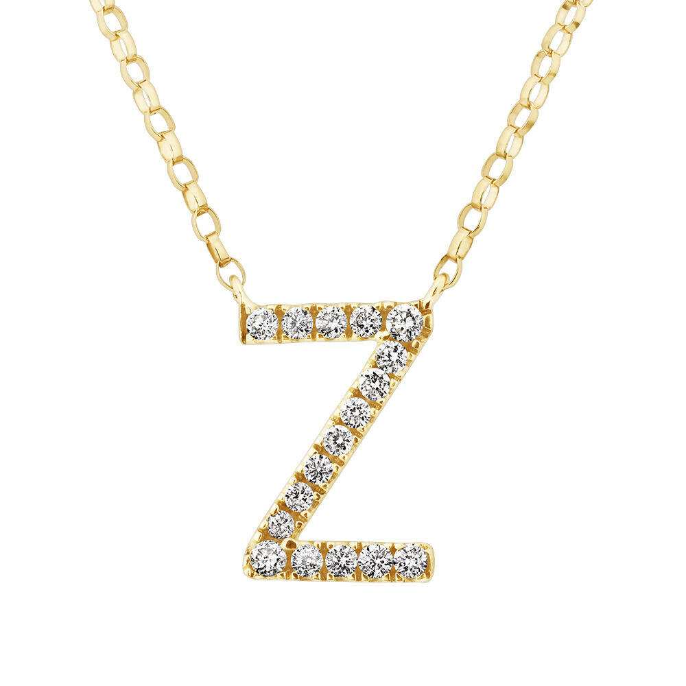 "Z" Initial Necklace with 0.10 Carat TW of Diamonds in 10kt Yellow Gold