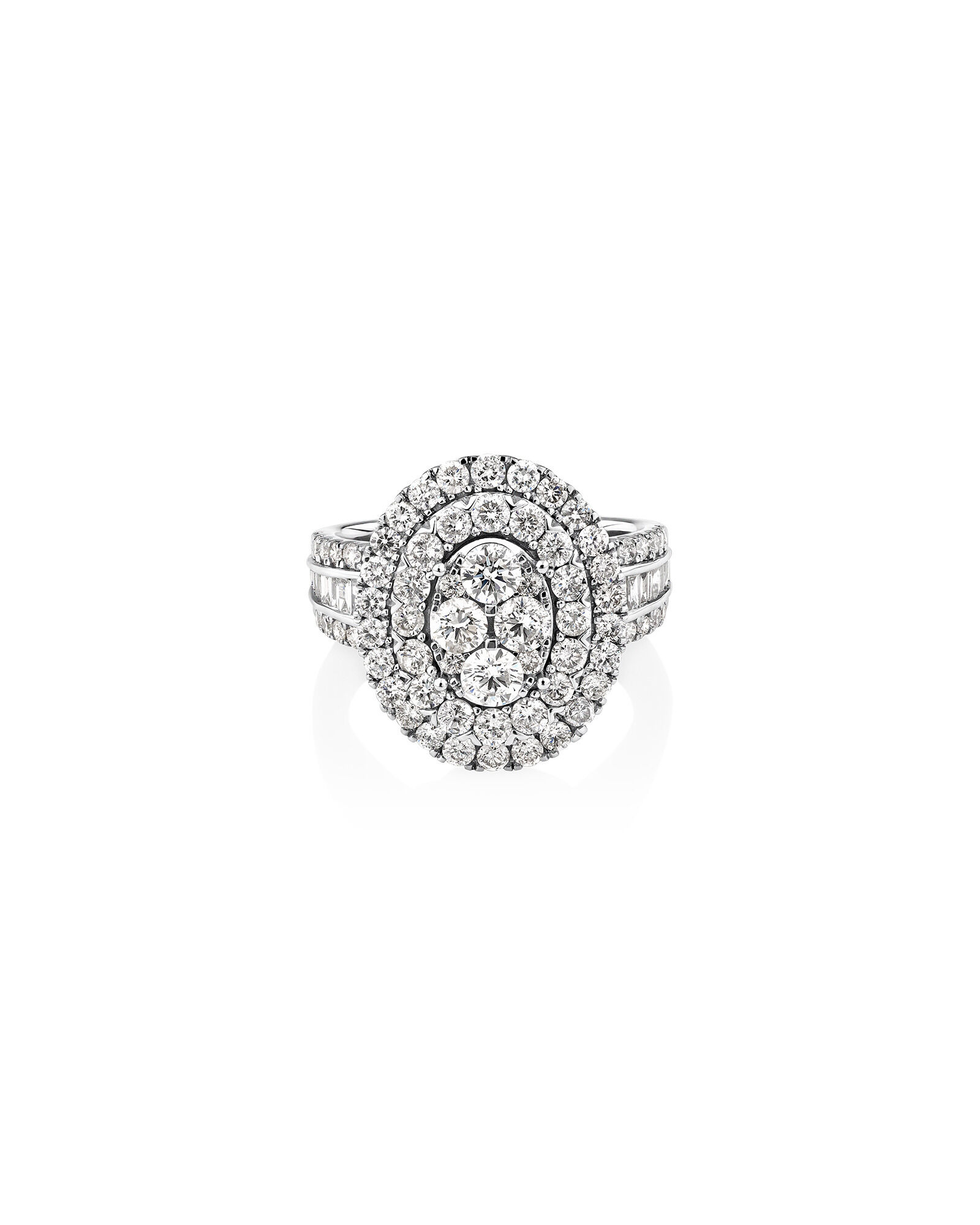 Oval Cluster Ring with 2.50 Carat TW of Diamonds in 14kt White Gold