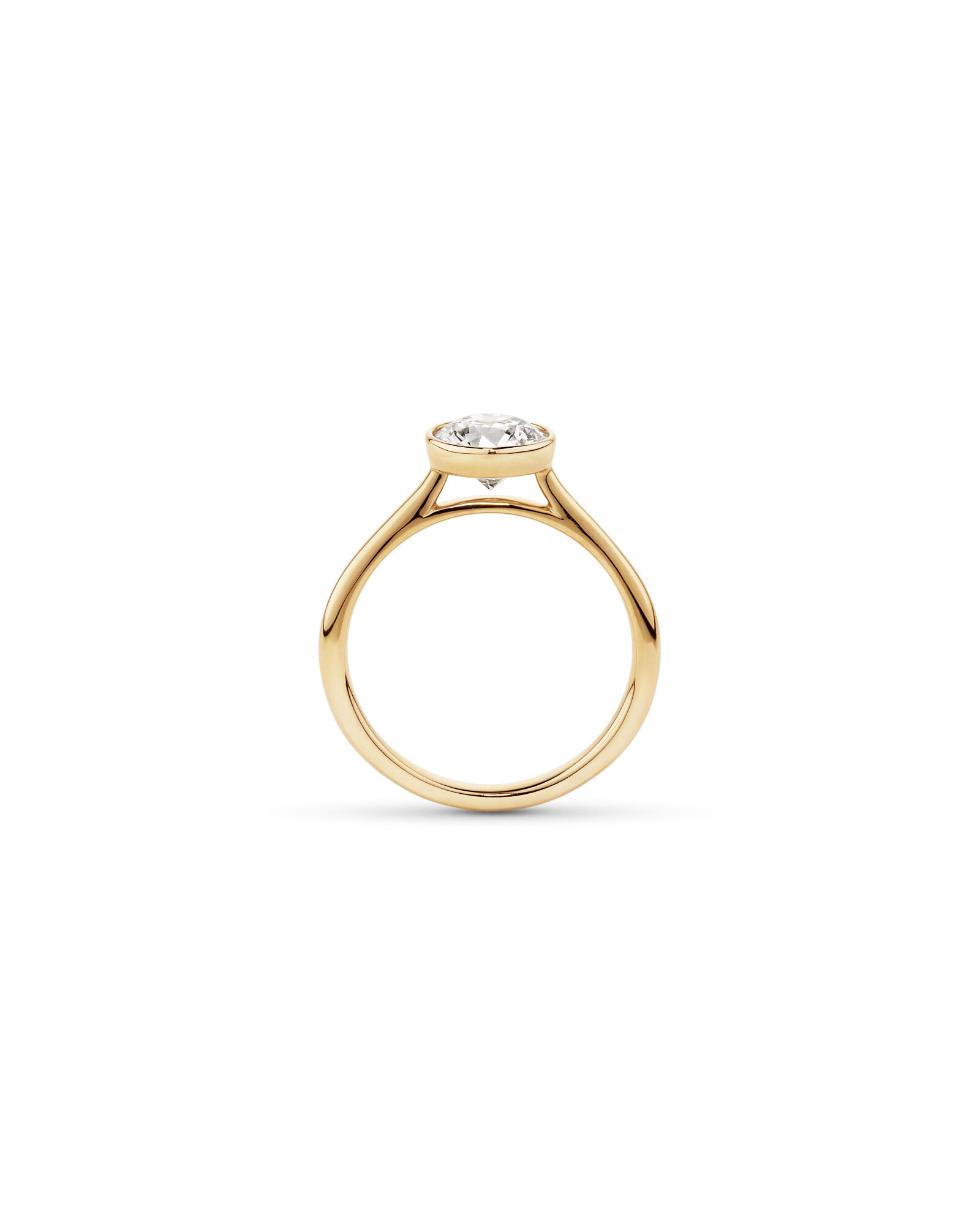 1.25 Carat TW Round Brilliant Laboratory-Grown Diamond Solitaire Bezel Set Engagement Ring in 14kt Yellow Gold