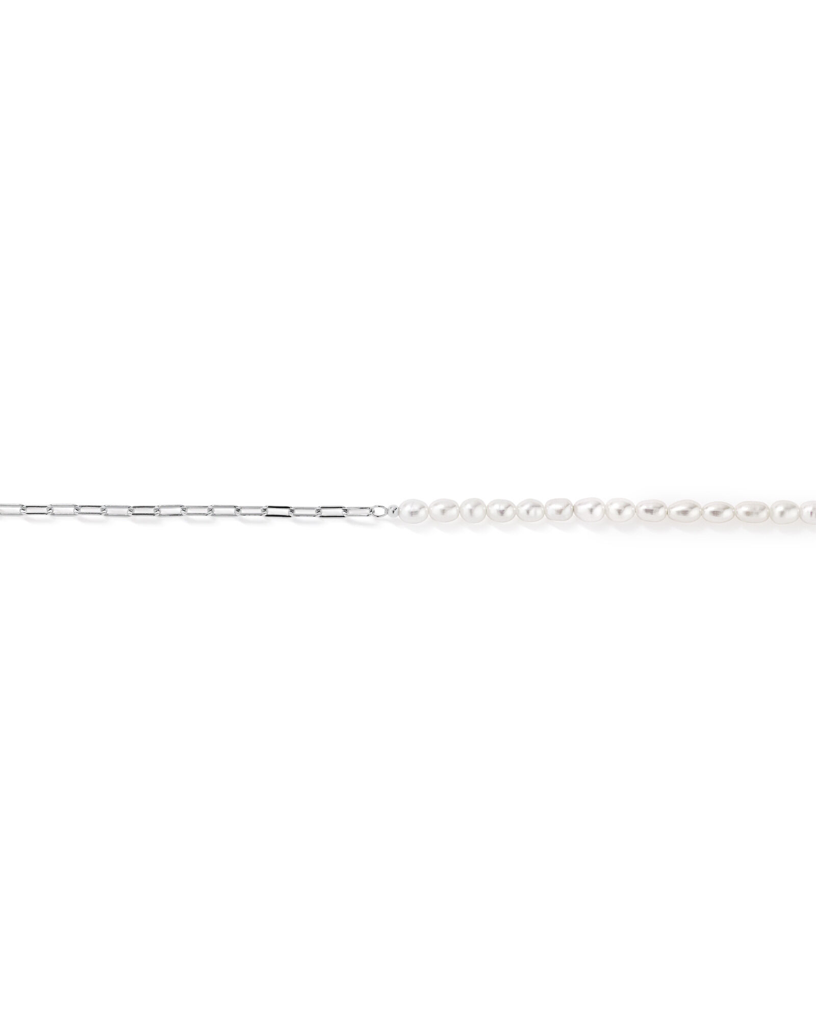 Half Cultured Freshwater Pearl Half Paperclip Chain Bracelet in Sterling Silver