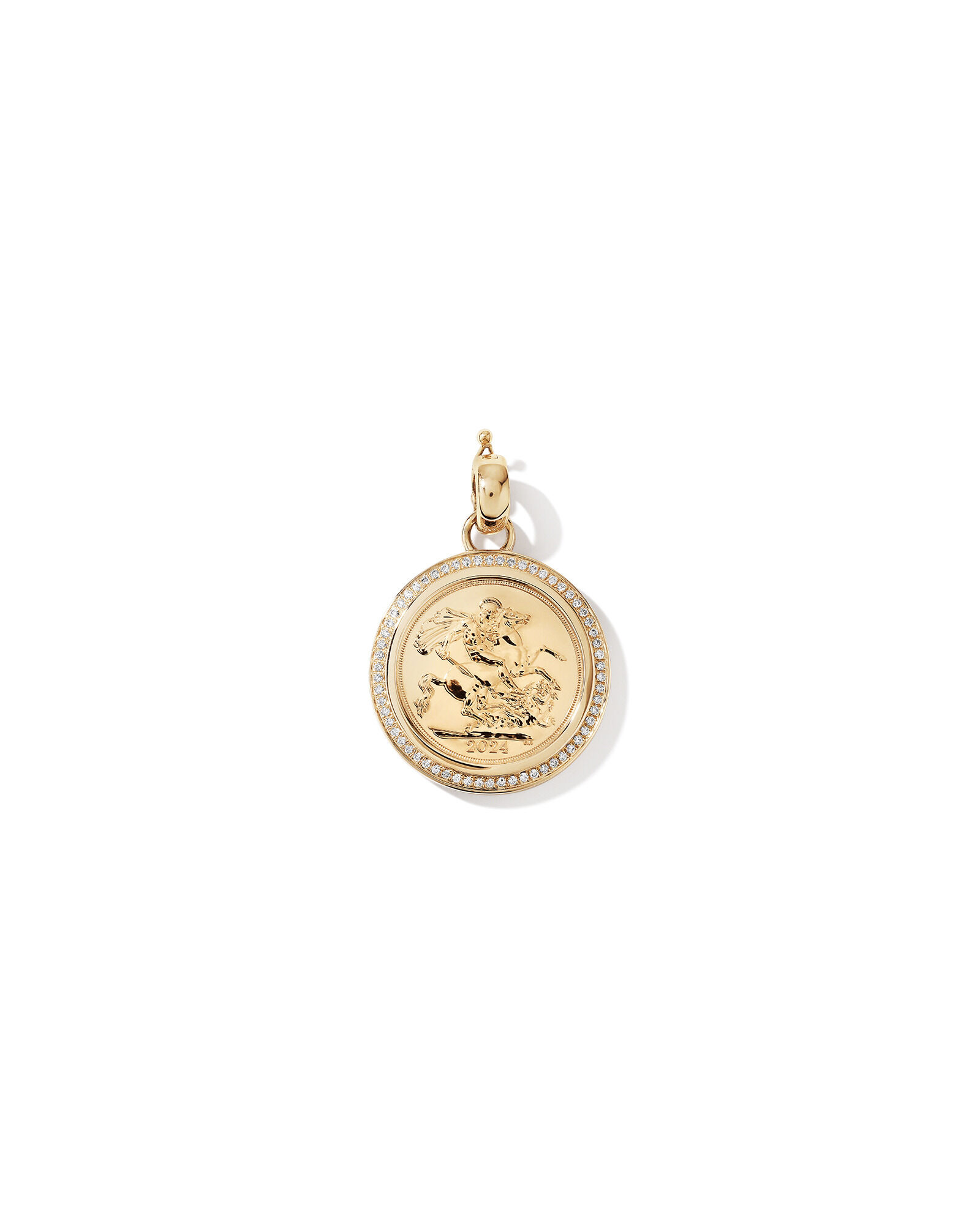0.33 Carat TW Diamond Full Sovereign Medallion Pendant in 10kt and 22kt Yellow Gold