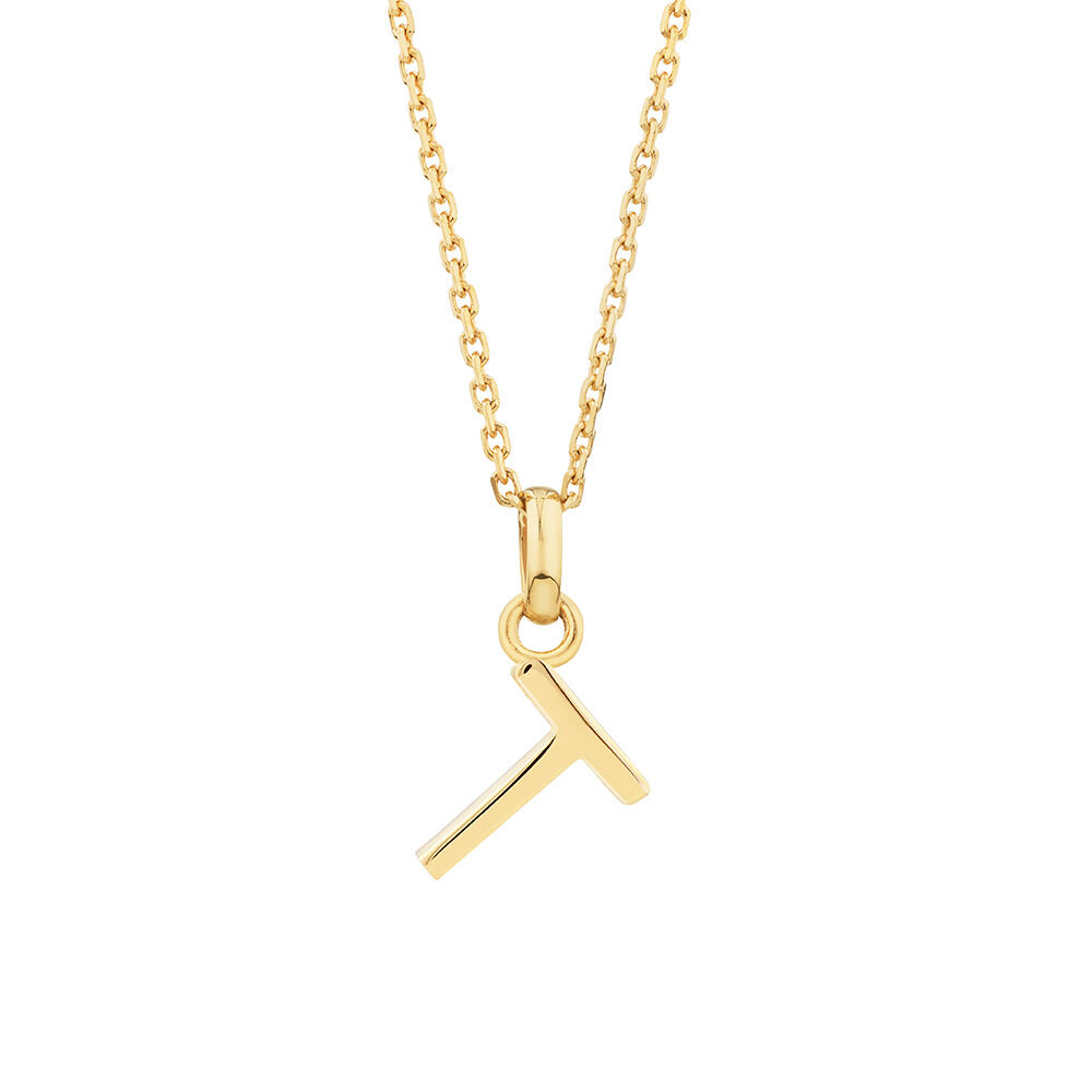 T Initial Pendant in 10kt Yellow Gold