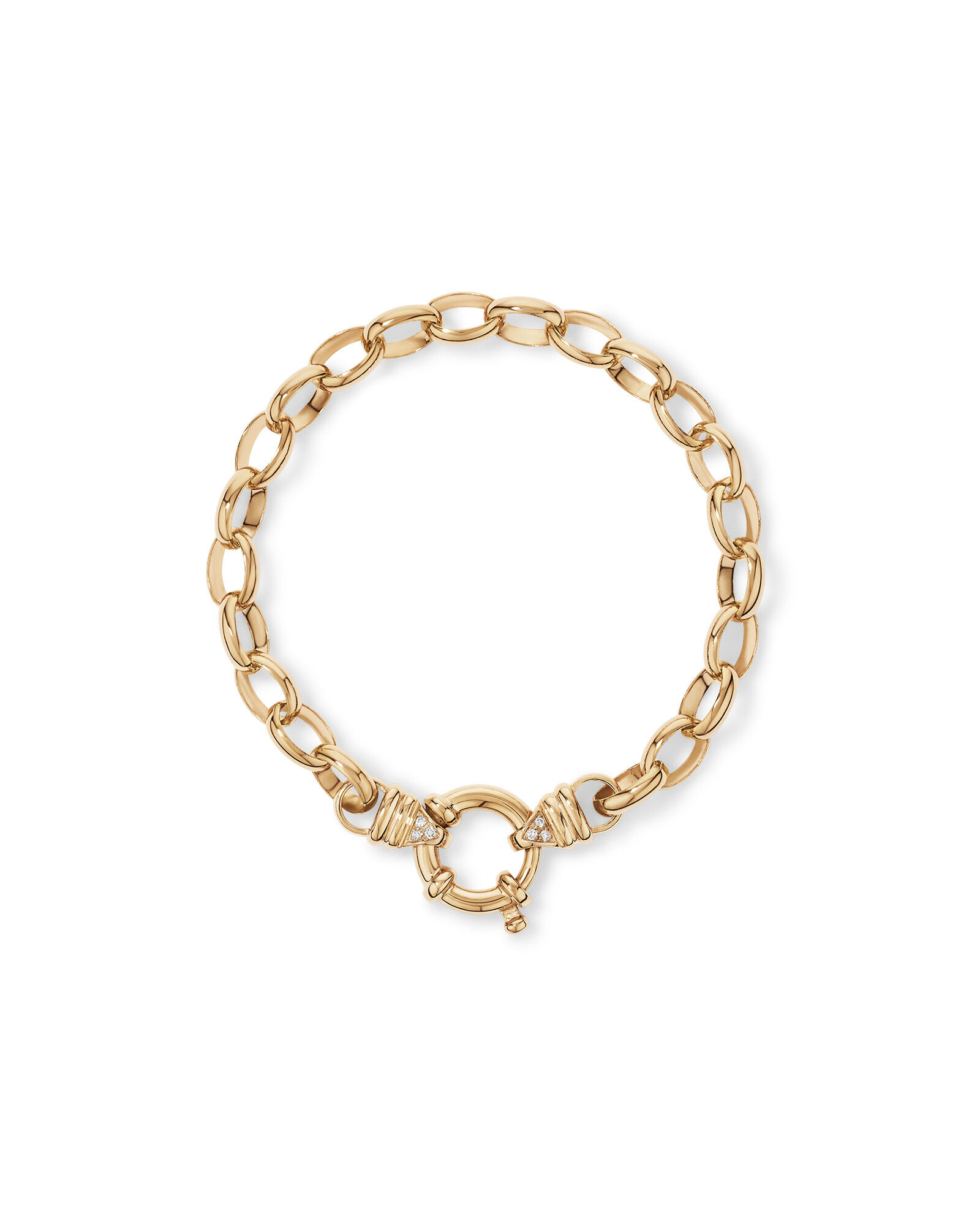 19cm (7.5") 7mm-7.5mm Width  Diamond Set Belcher Bracelet in 10kt Yellow Gold