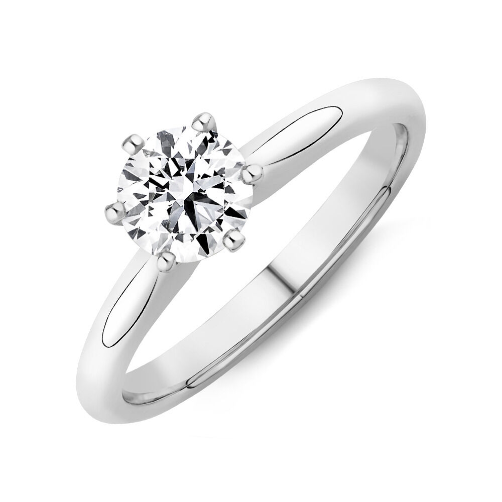 Certified Solitaire Engagement Ring with a 0.75 Carat TW Diamond in 18kt White Gold