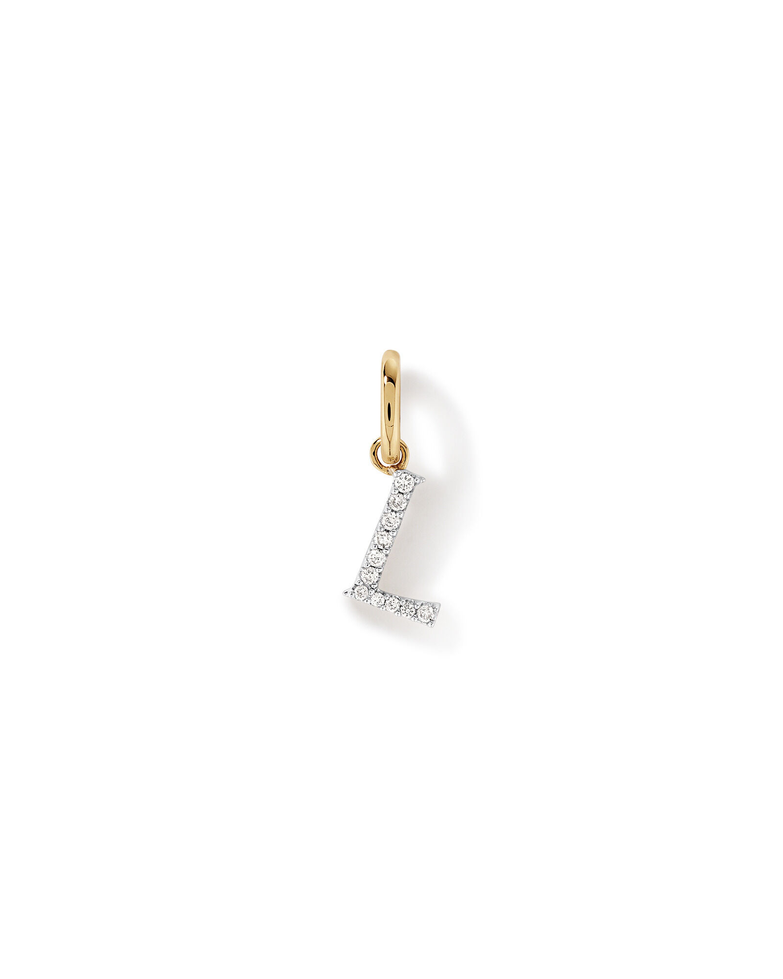 Diamond Letter L Initial Pendant in 10kt Yellow Gold