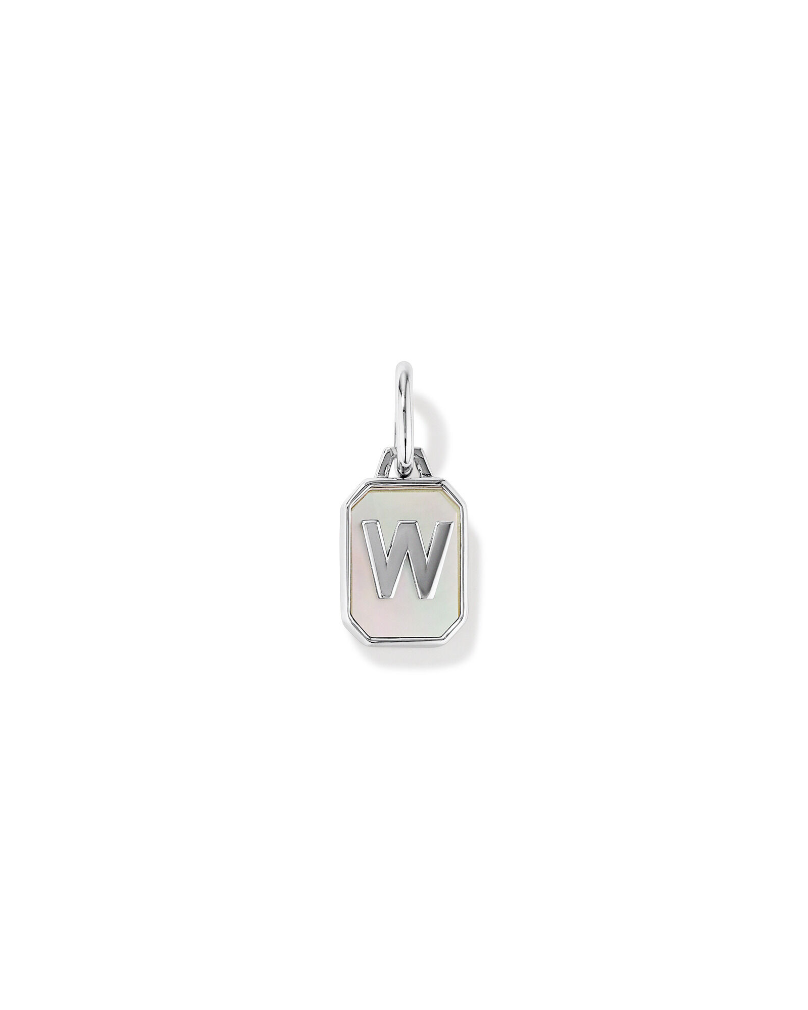 Letter W Mother of Pearl Initial Pendant in Sterling Silver