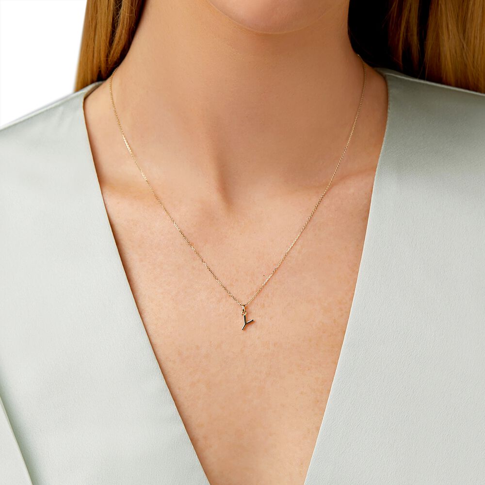 Y Initial Pendant in 10kt Yellow Gold