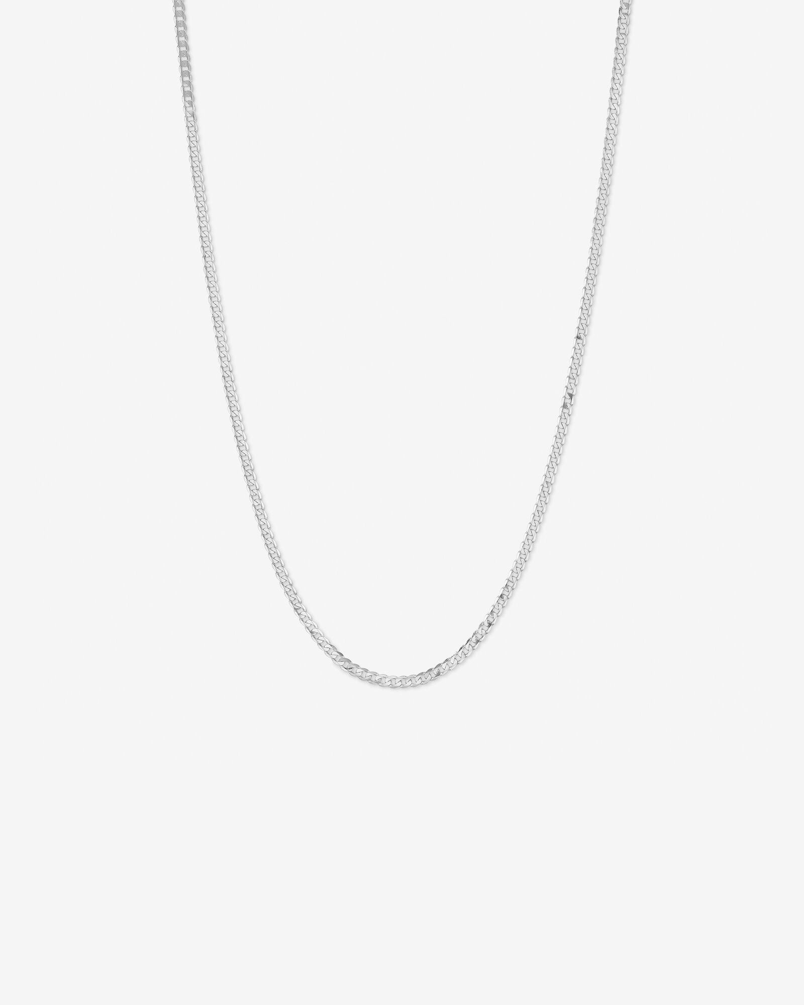 50cm (22") 3.75mm Width Solid Flat Bevelled Curb Chain in 10kt White Gold