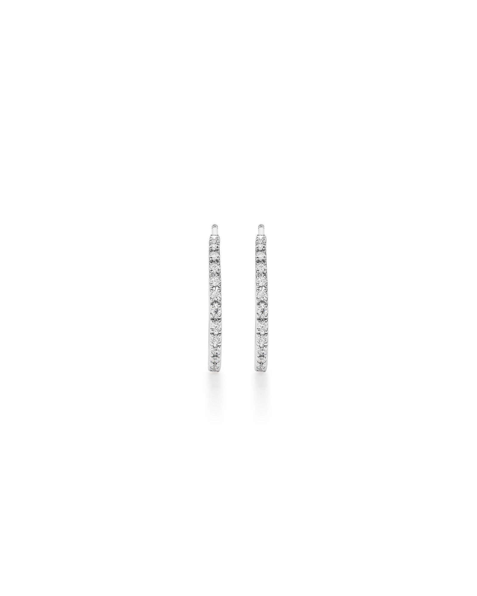 Half Hoop Stud Earrings with Cubic Zirconia in Sterling Silver
