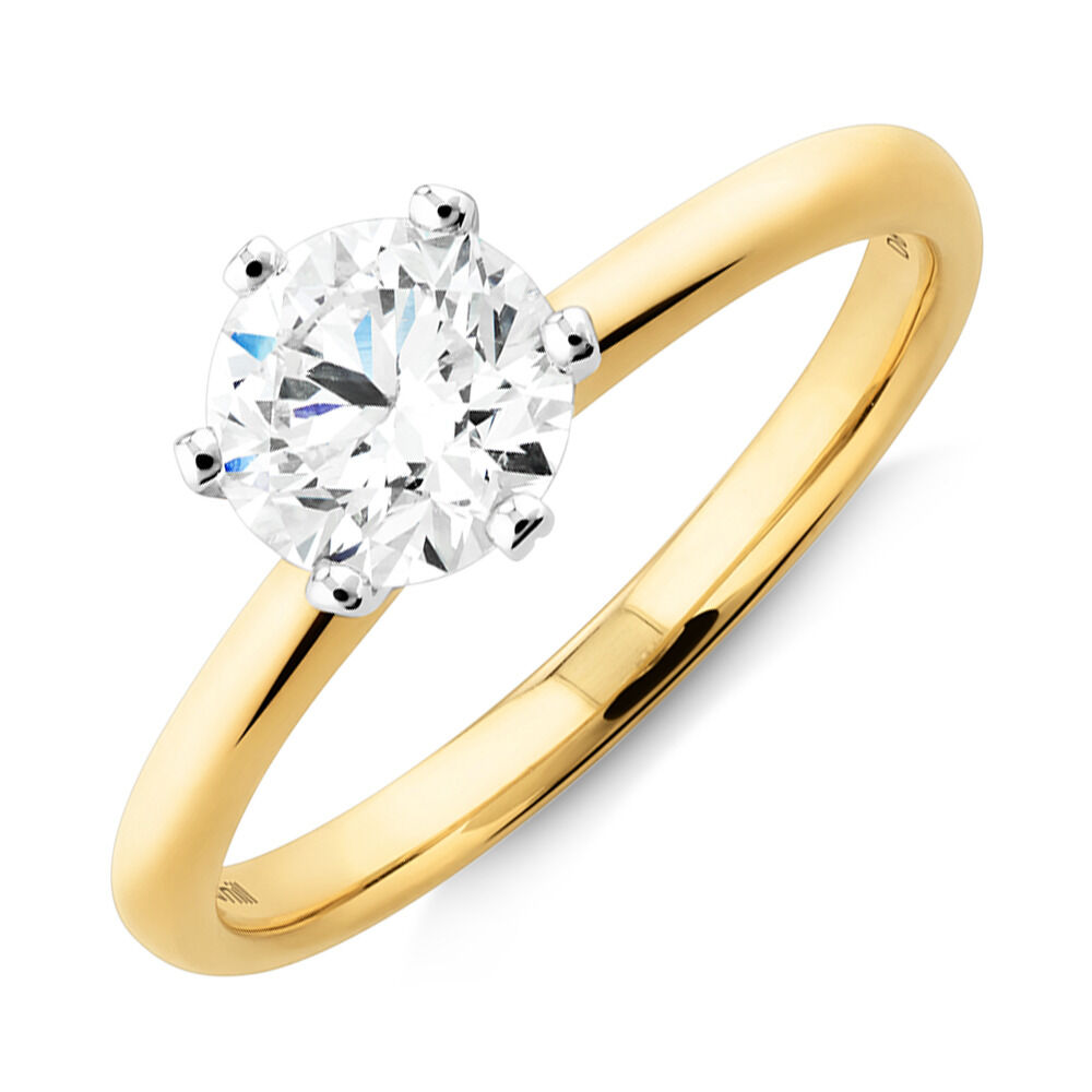 Michael Hill Solitaire Engagement Ring with a 1 Carat TW Diamond with the De Beers Code of Origin in 18kt Yellow & White Gold