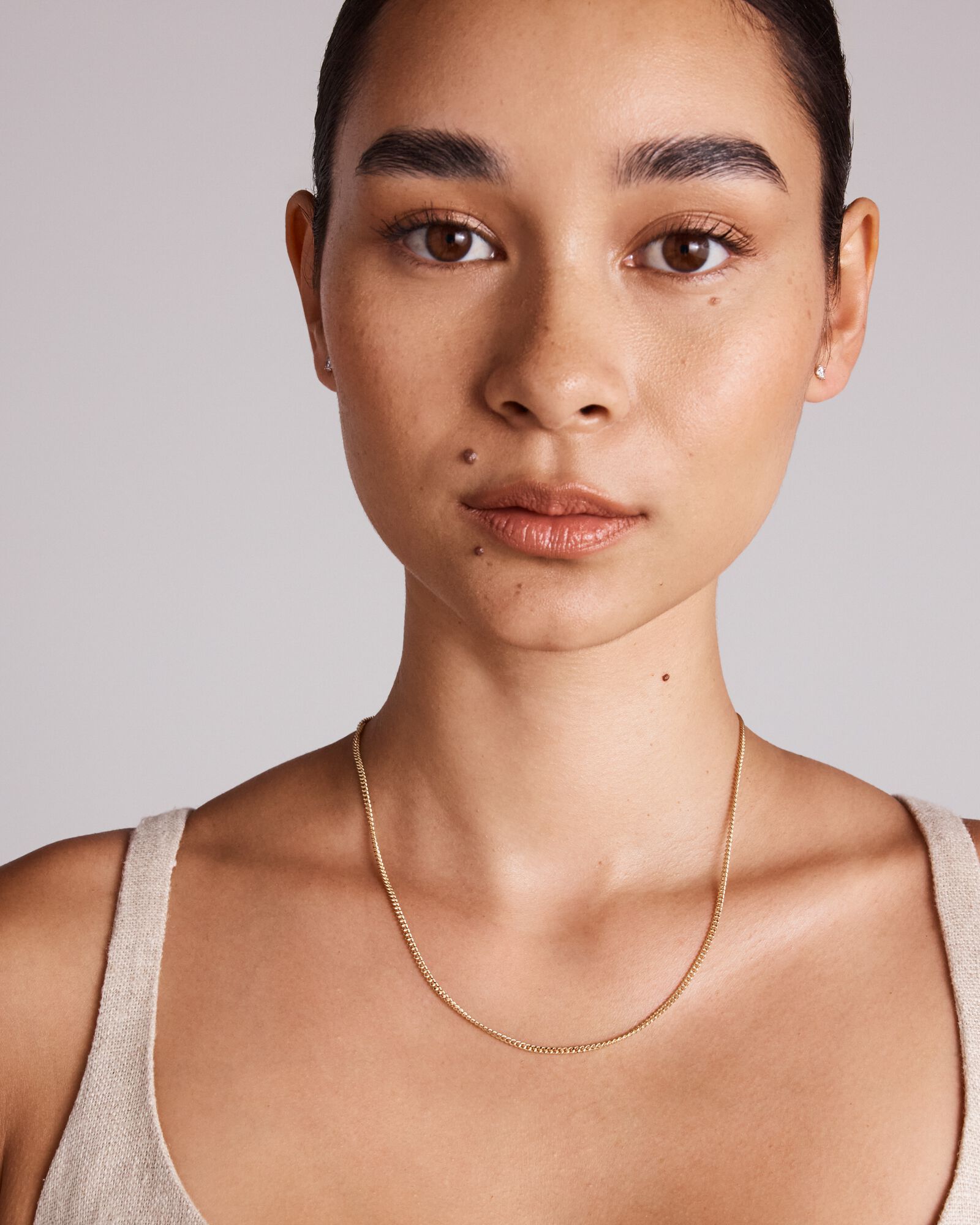 45cm (17") 2.1mm Width Solid Diamond Cut Curb Chain in 10kt Yellow Gold