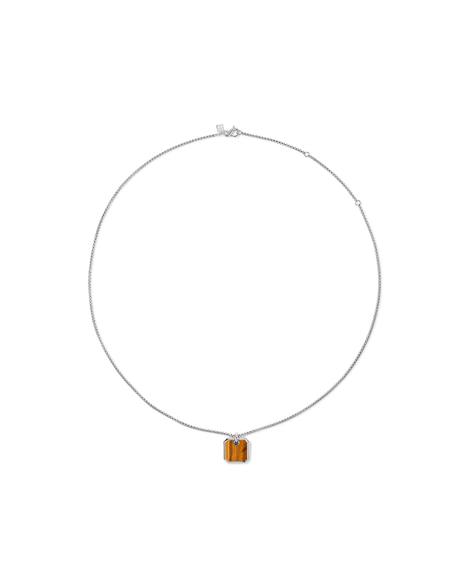 Tiger&rsquo;s Eye Square Pendant Necklace in Sterling Silver