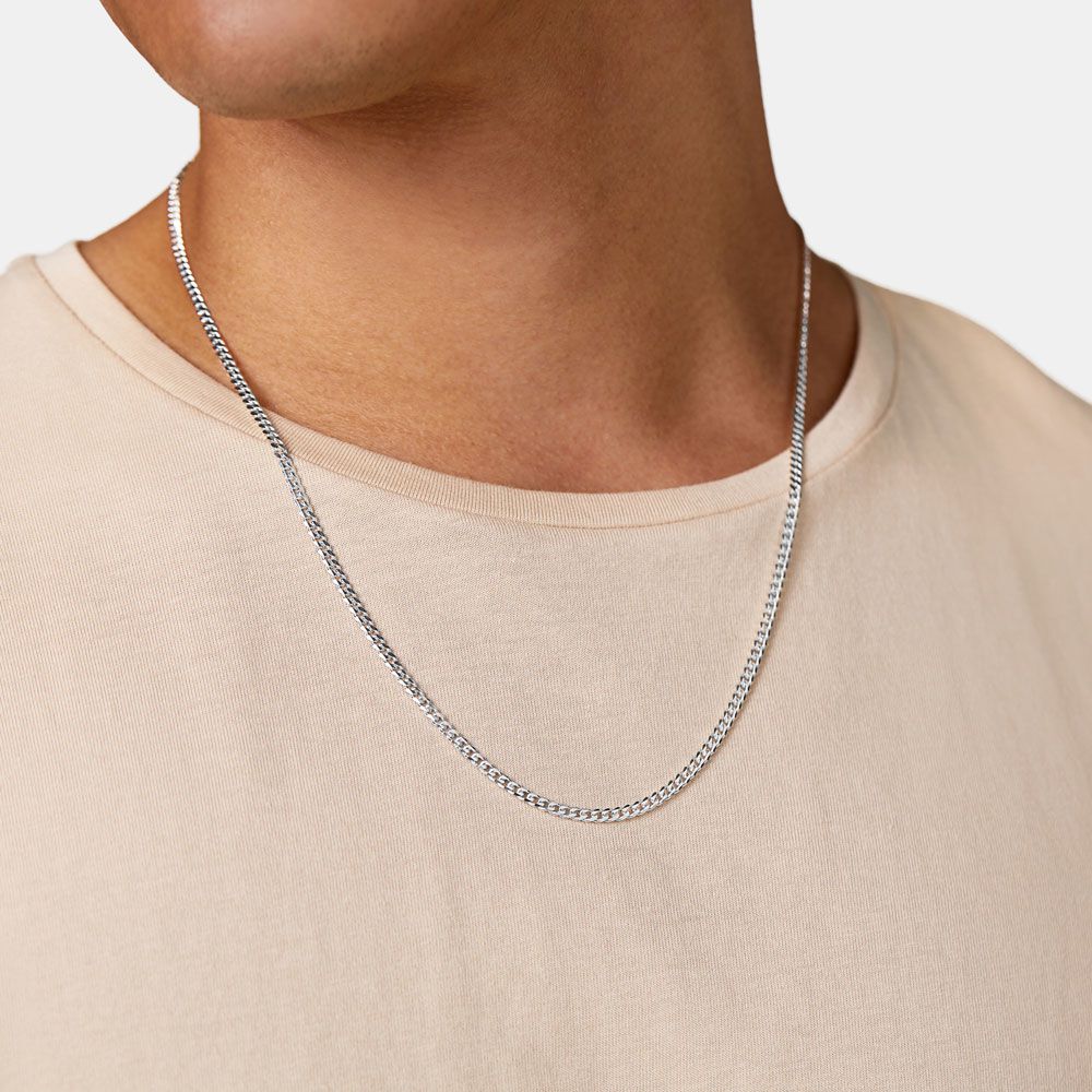 55cm (22") 2.9mm Width Curb Chain in Sterling Silver