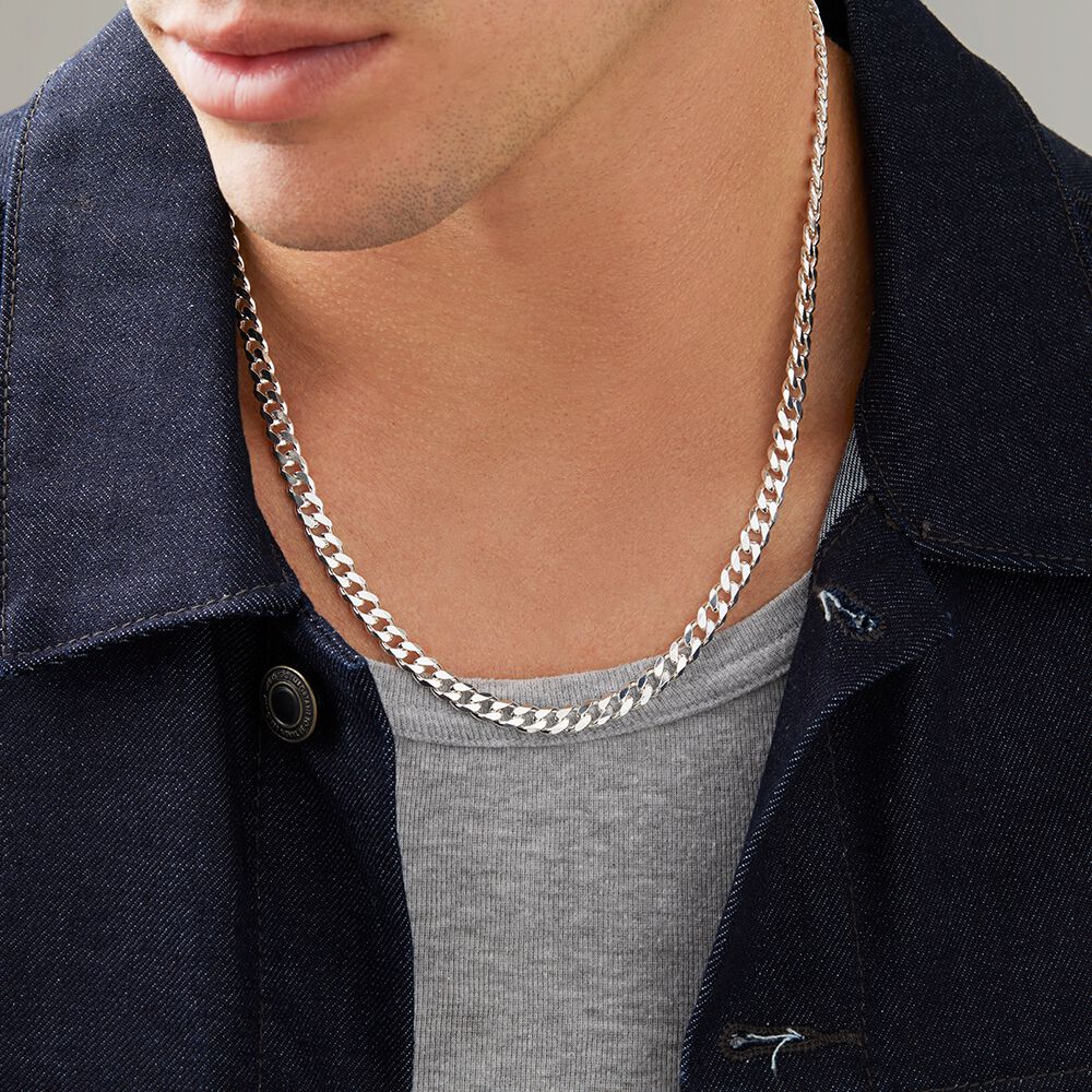 55cm (22") 6.5mm Width Curb Chain in Sterling Silver