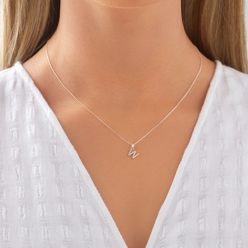 "W" Initial Pendant in Sterling Silver