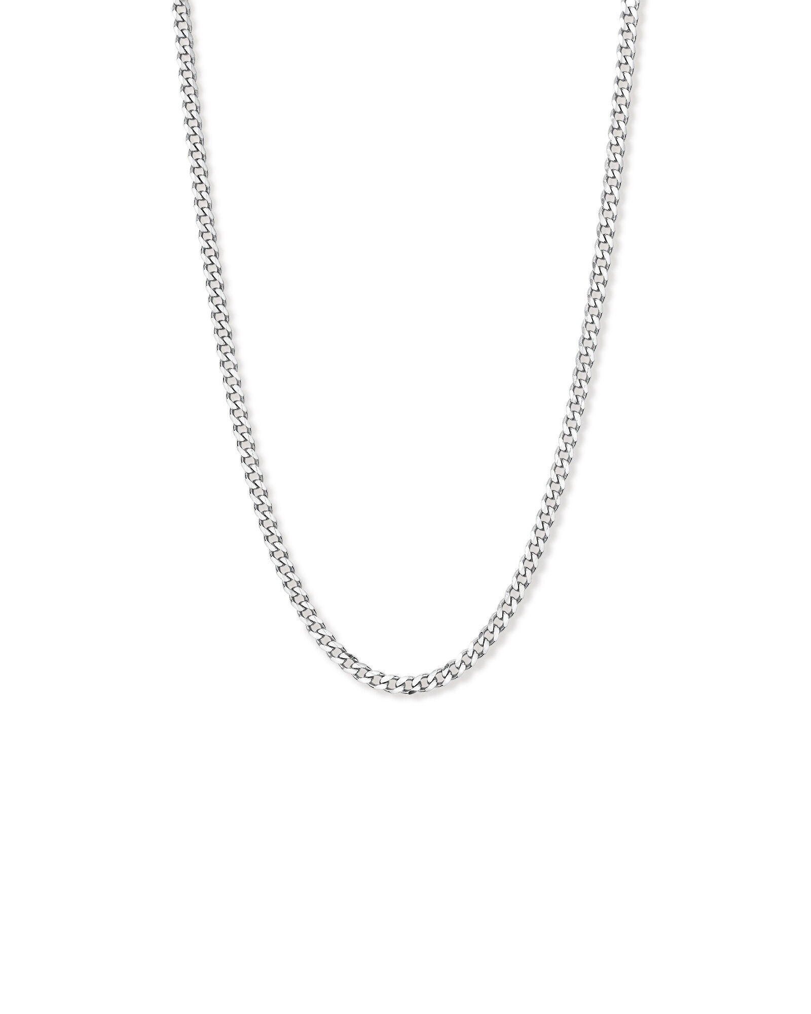 55cm (22") 5.3mm Width Bevelled Curb Chain Necklace in Sterling Silver