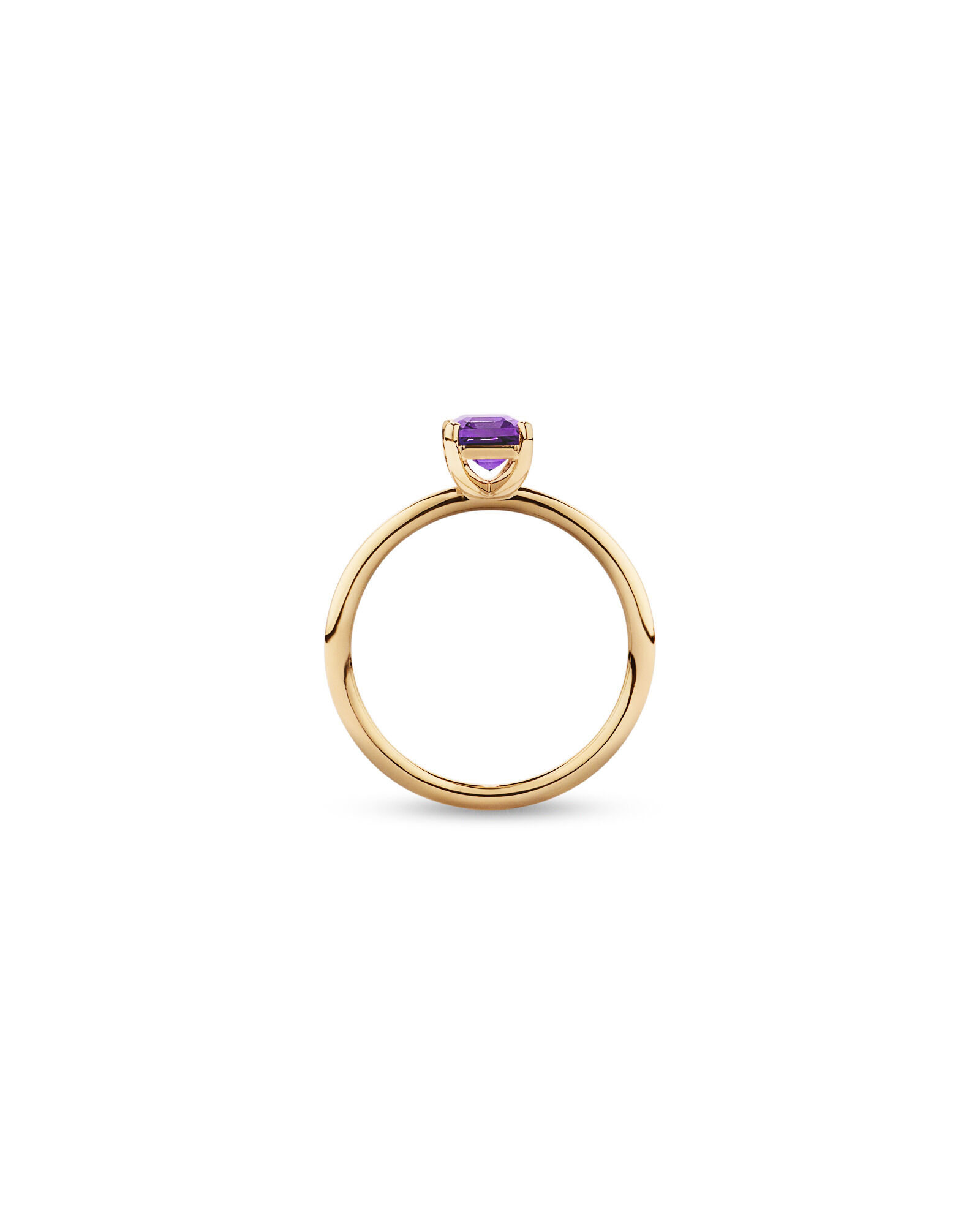 Emerald Cut Amethyst Gemstone Ring in 10kt Yellow Gold