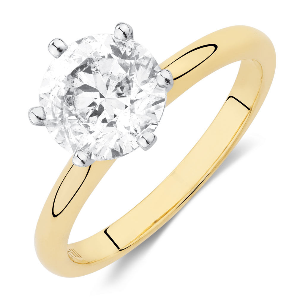 Certified Solitaire Engagement Ring with a 2 Carat TW Diamond in 18kt Yellow/White Gold