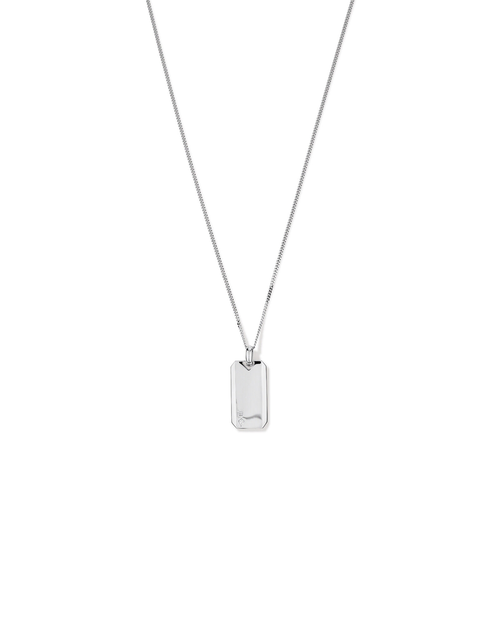 Dog Tag with Diamonds in Sterling Silver