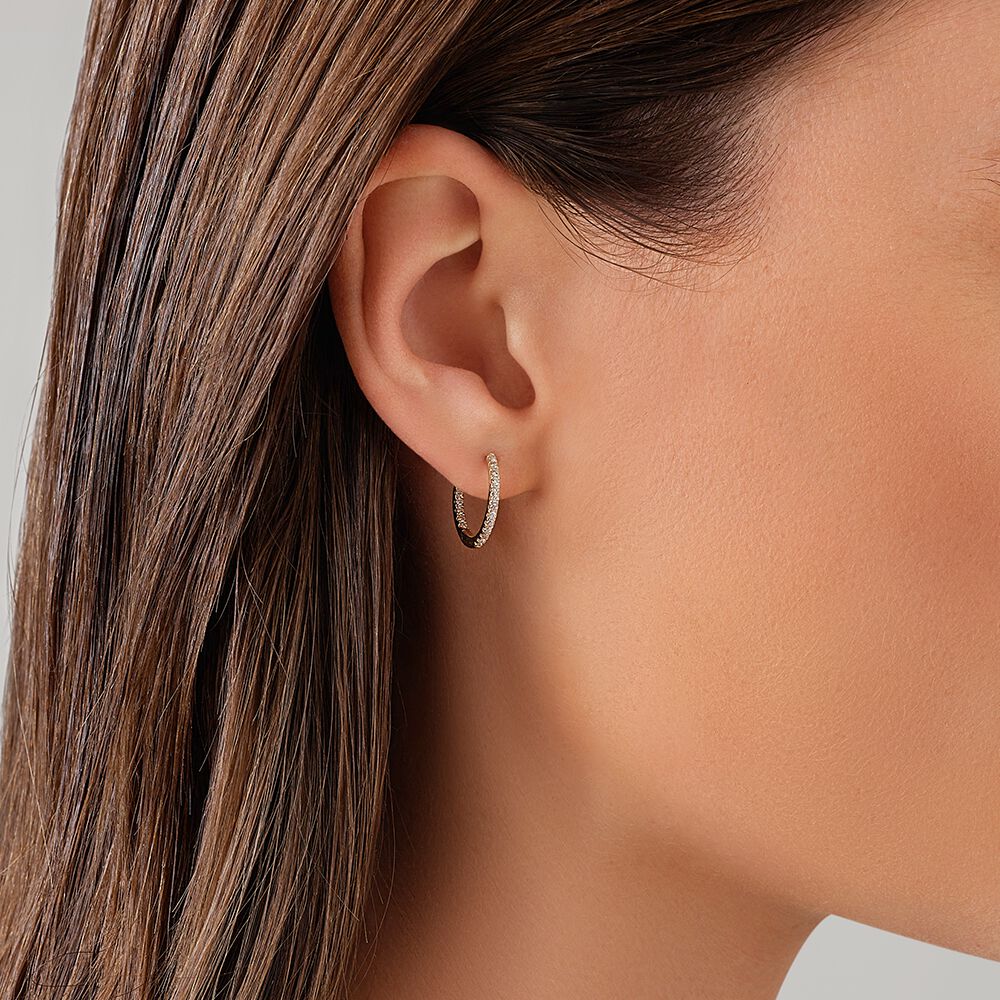 Hoop Earrings With 0.25 Carat TW Of Diamonds in 10kt Yellow Gold