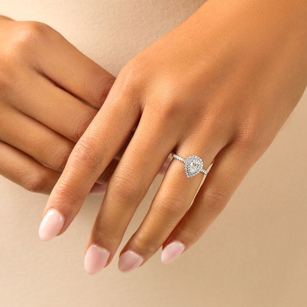 Double Halo Ring with 0.71 Carat TW of Diamonds in 18kt White Gold