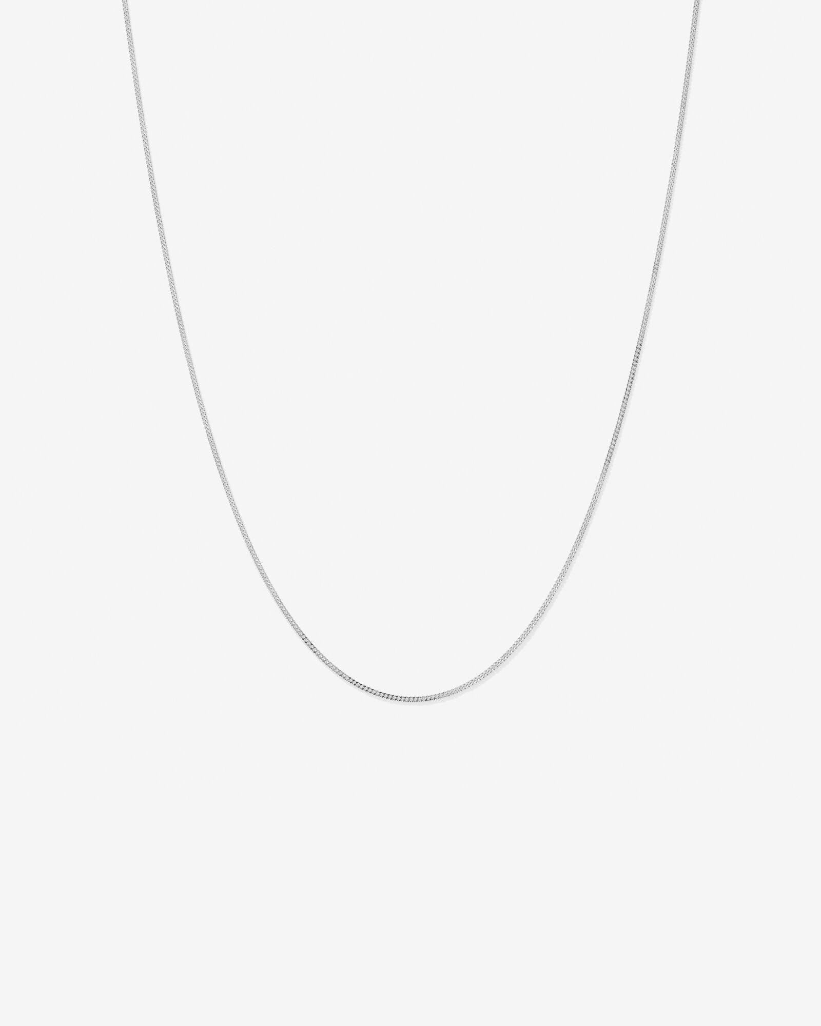 45cm (17") 1.44mm Width Solid Diamond Cut Curb Chain in 10kt White Gold