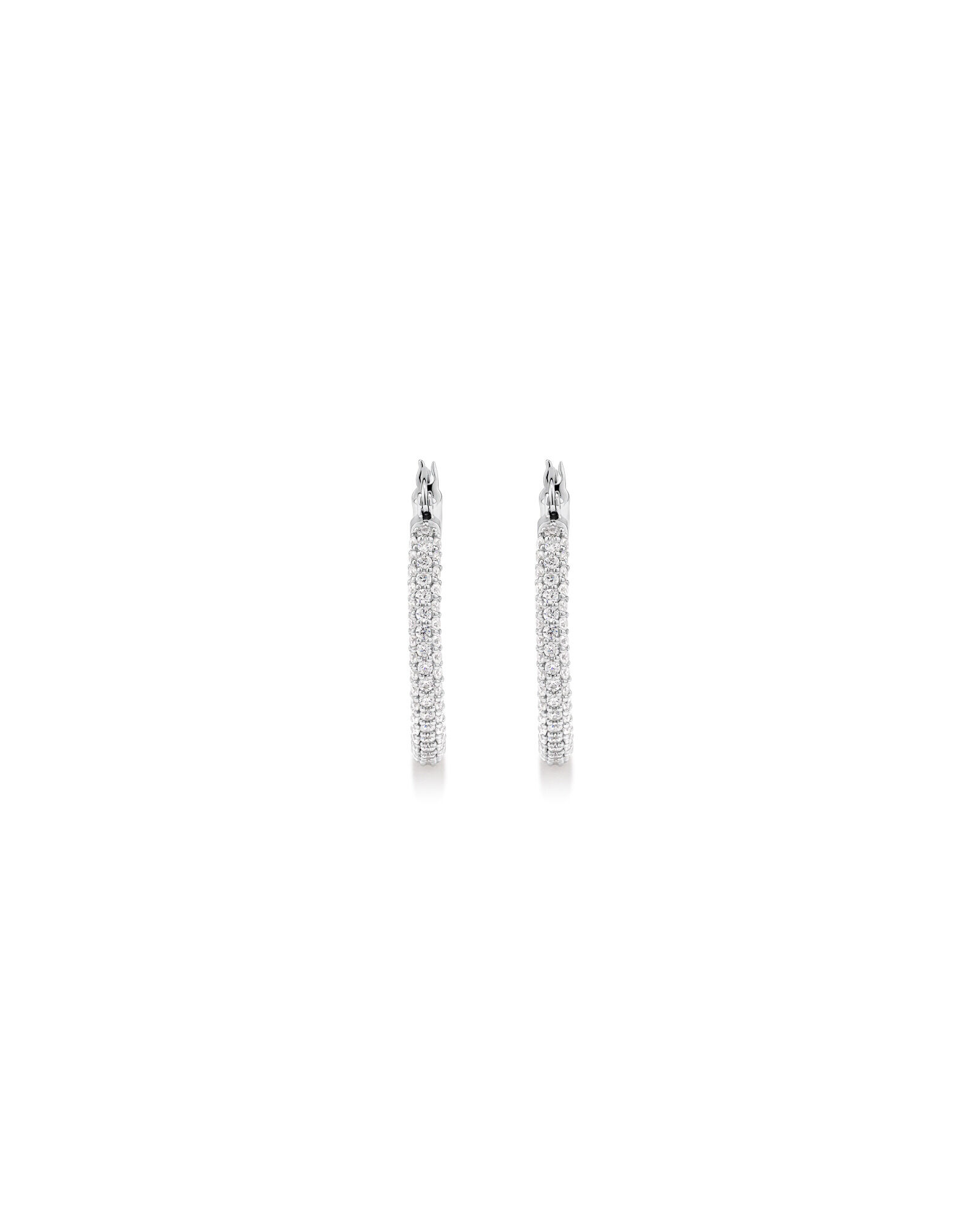 Full Pav&eacute; Set Cubic Zirconia Hoop Earrings in Sterling Silver
