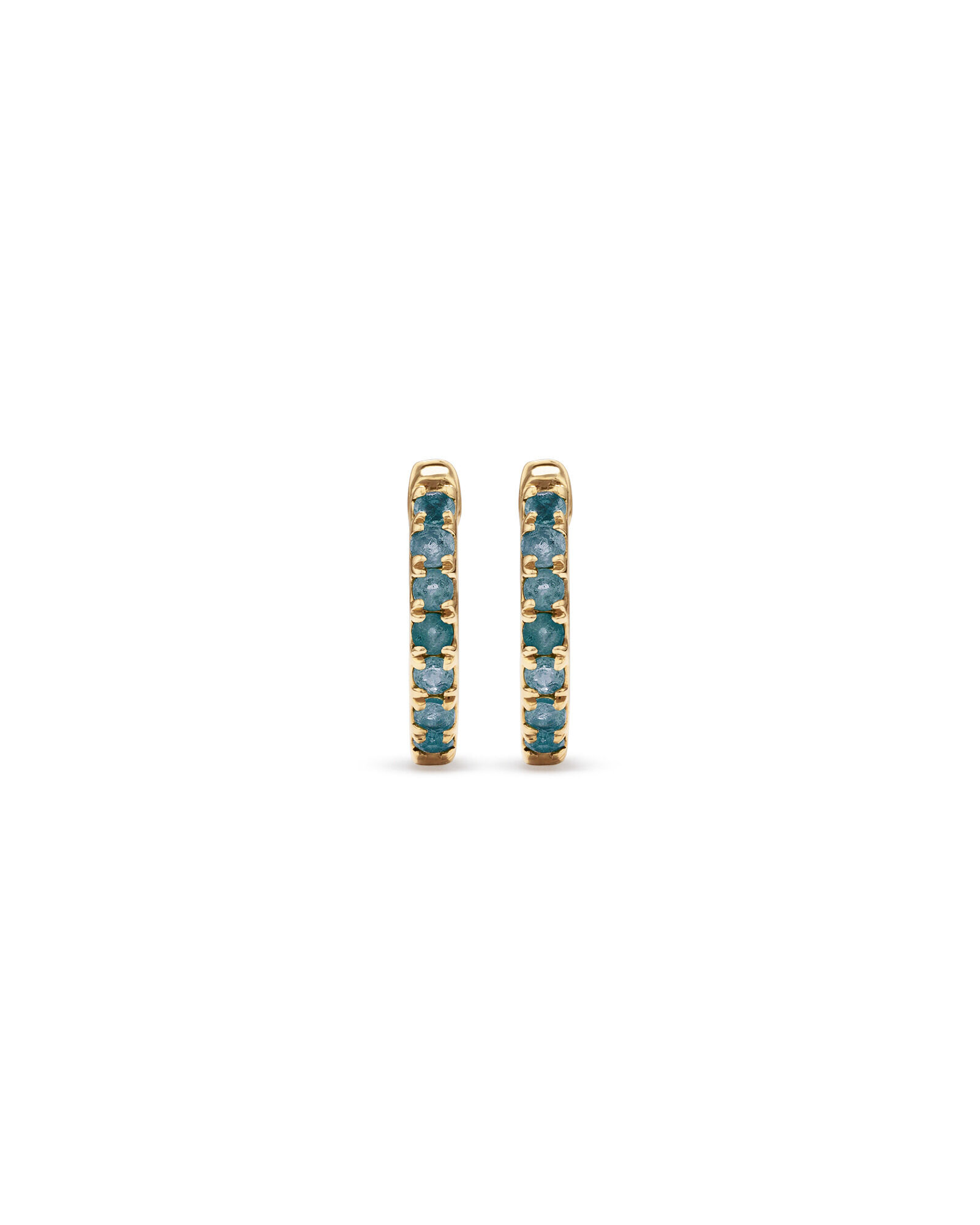 London Blue Topaz Huggie Hoop Earrings in 10kt Yellow gold