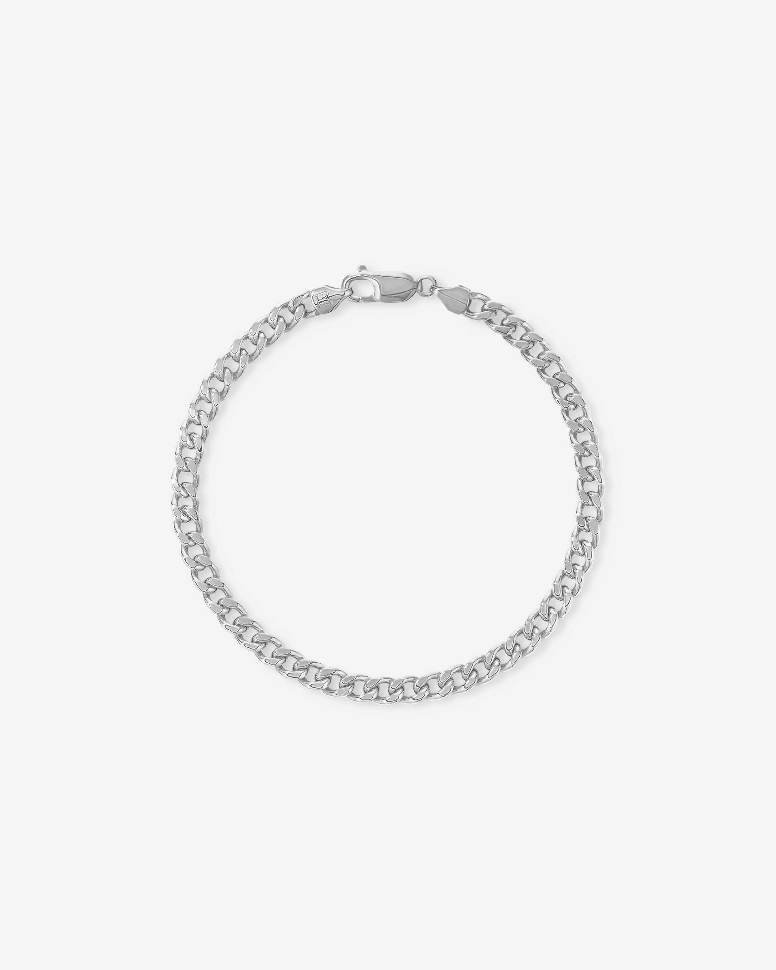 17cm (22") 5.5mm Width Semi Solid Diamond Cut Curb Bracelet in 10kt White Gold