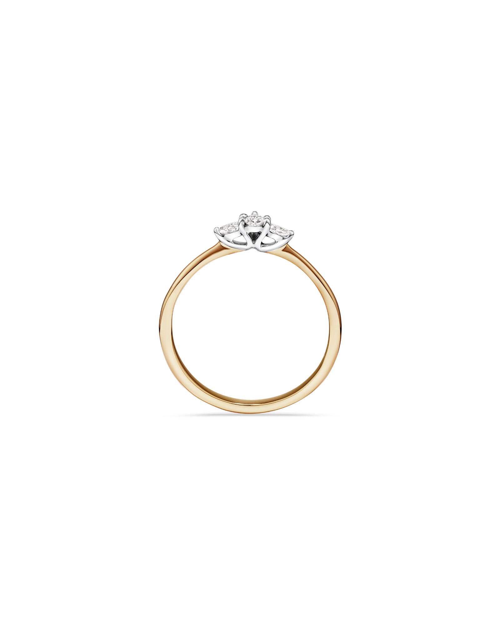 0.15 Carat TW Three Stone Pear Cut Diamond Promise Ring in 10kt Yellow & White Gold