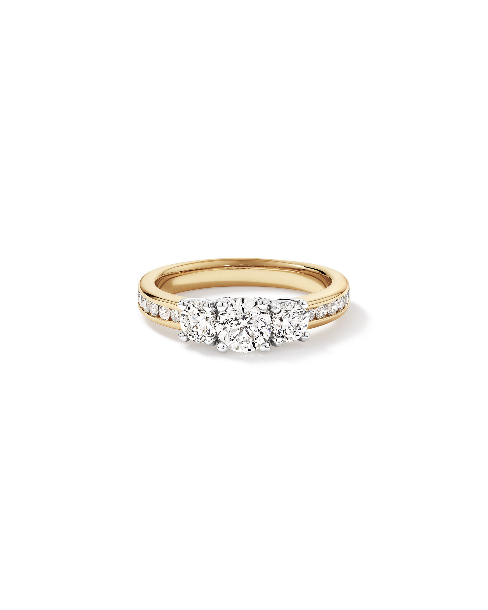 1.50 Carat TW 3 Stone Signature 101 Diamond Ring in 14kt Yellow and White Gold