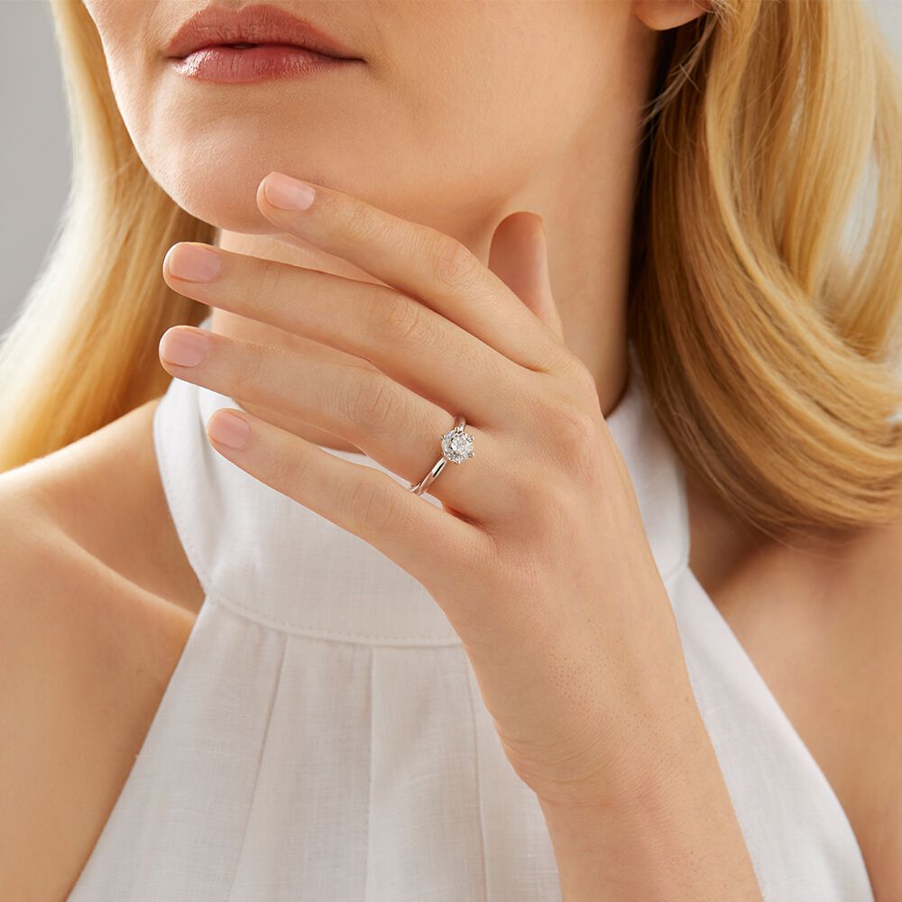 Certified Solitaire Engagement Ring with a 1.50 Carat TW Diamond in 18kt White Gold