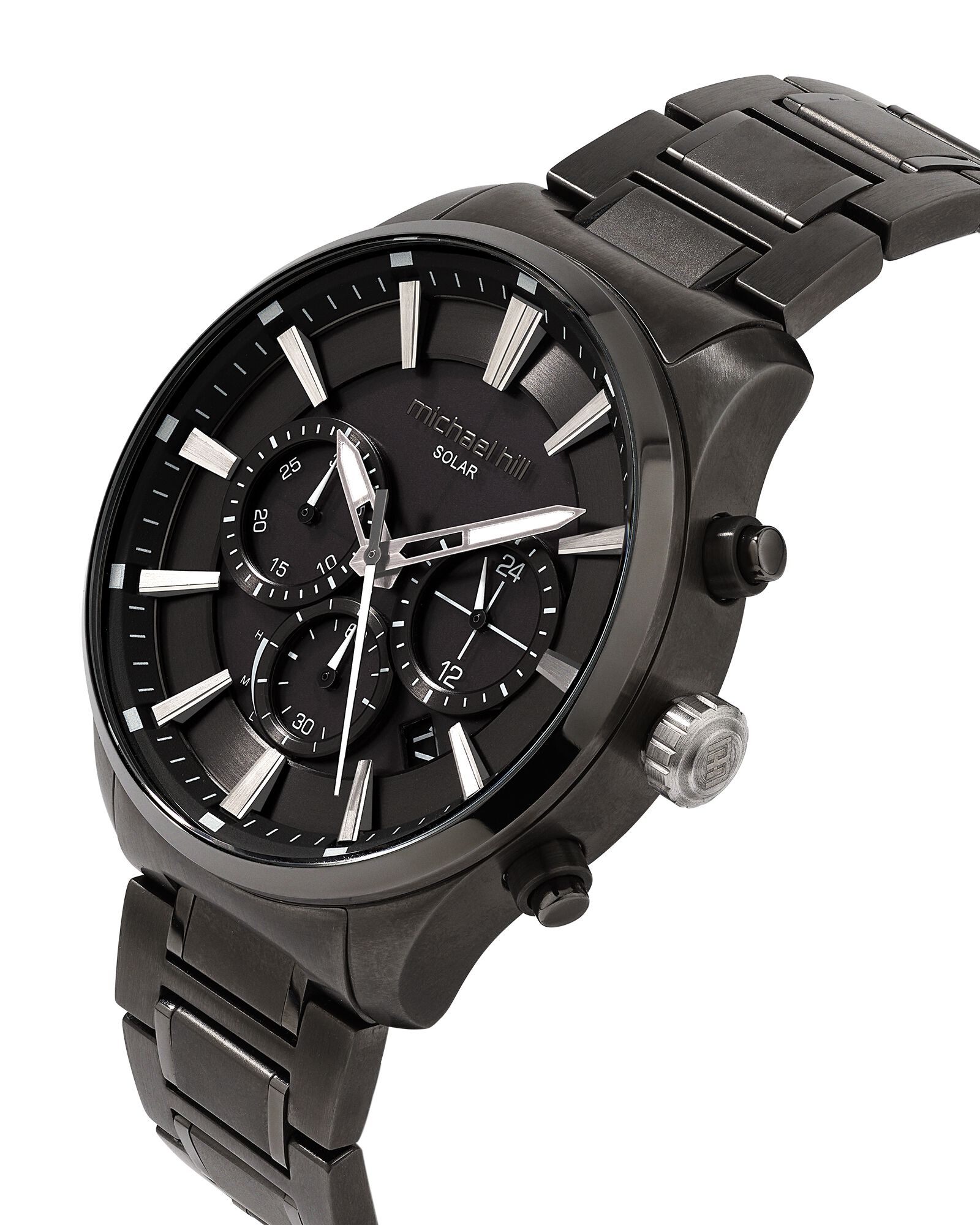 Solar Powered Men's Watch Black Tone Stainless Steel
