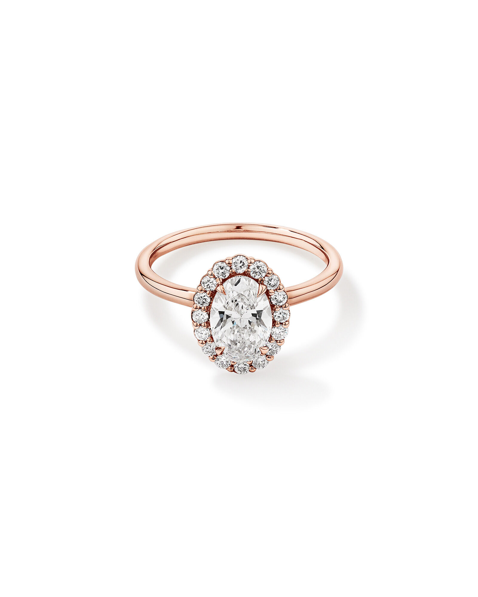 1.46 Carat TW Oval Cut Laboratory-Grown Diamond Halo Engagement Ring in 14kt Rose Gold