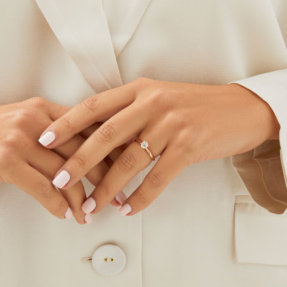 Certified Solitaire Engagement Ring with a 0.50 Carat TW Diamond in 18kt Rose and White Gold