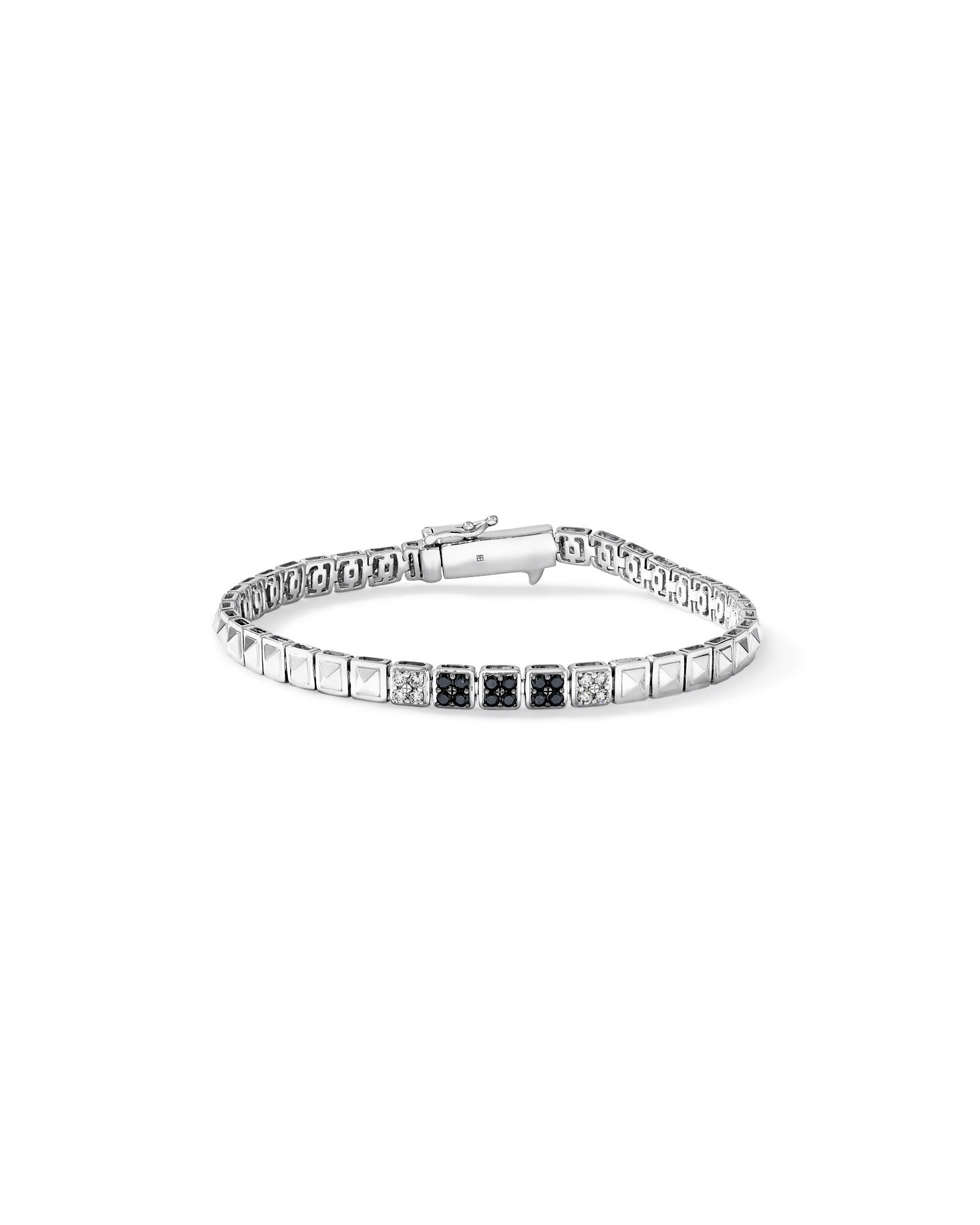 Men's 0.50 Carat TW Black and White Diamond Tennis Bracelet in Sterling Silver