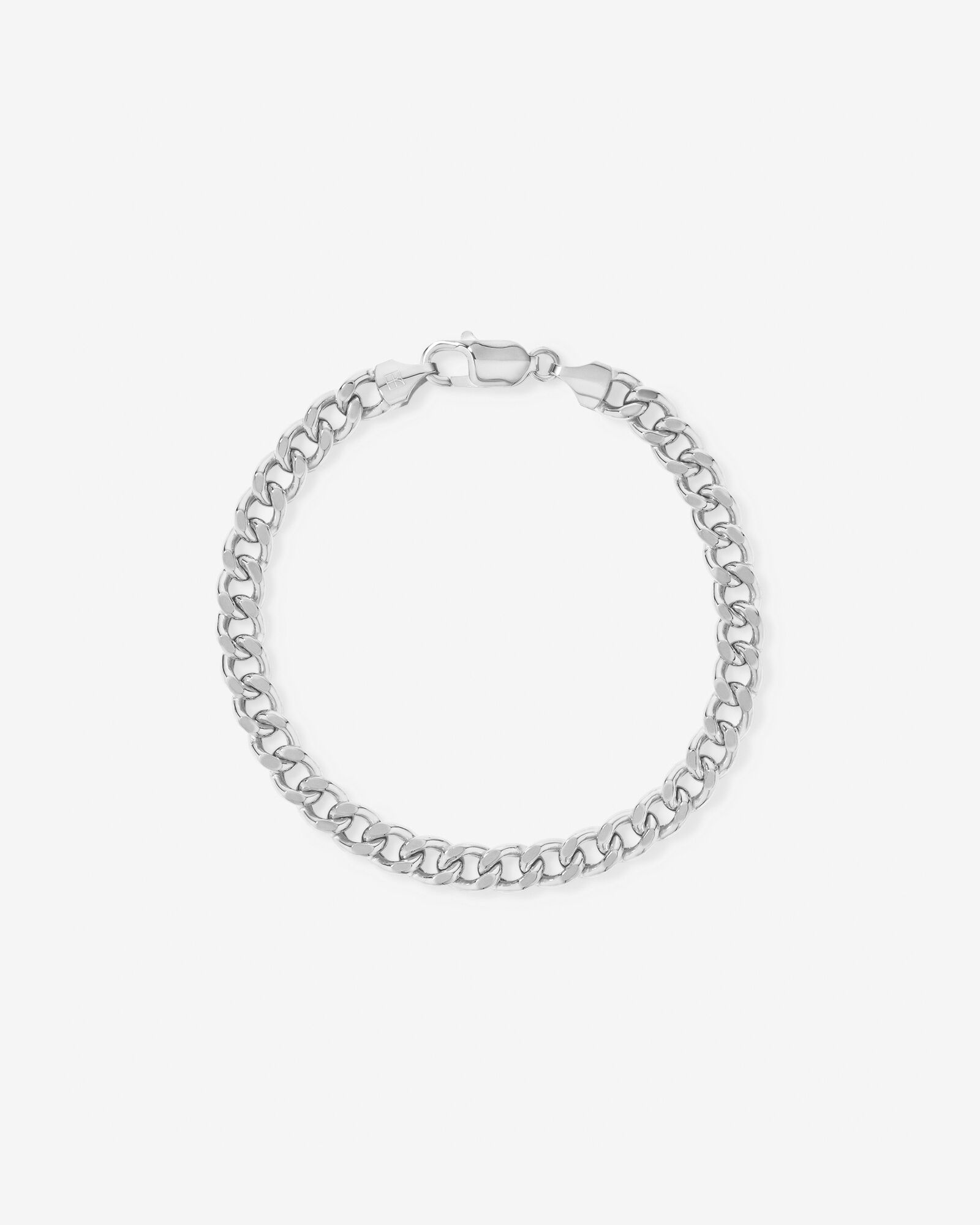 23cm (22") 6.8mm Width Semi Solid Diamond Cut Curb Bracelet in 10kt White Gold
