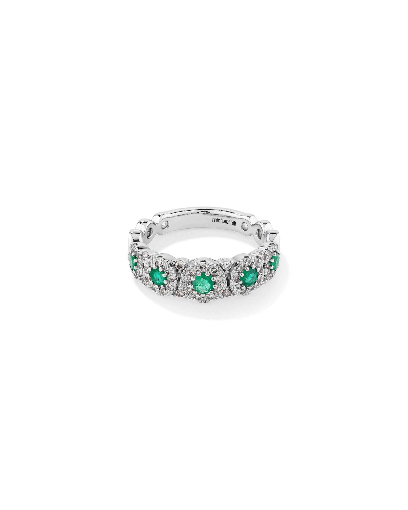 Bubble Ring with Emerald & 0.50 Carat TW of Diamonds in 14kt White Gold