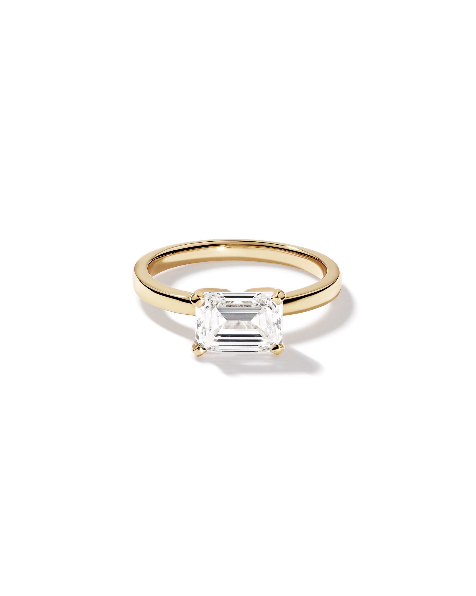 2.00 Carat TW East West Emerald Cut Lab-Grown Diamond Solitaire Engagement Ring in 14kt Yellow Gold