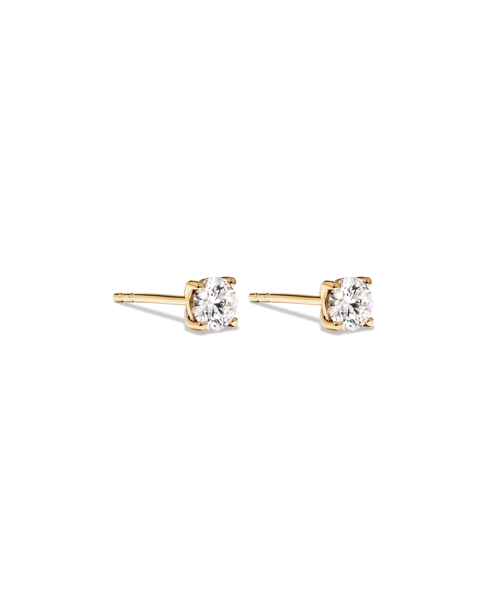 0.50 Carat TW Laboratory-Grown Diamond Solitaire Stud Earrings in 14kt Yellow Gold