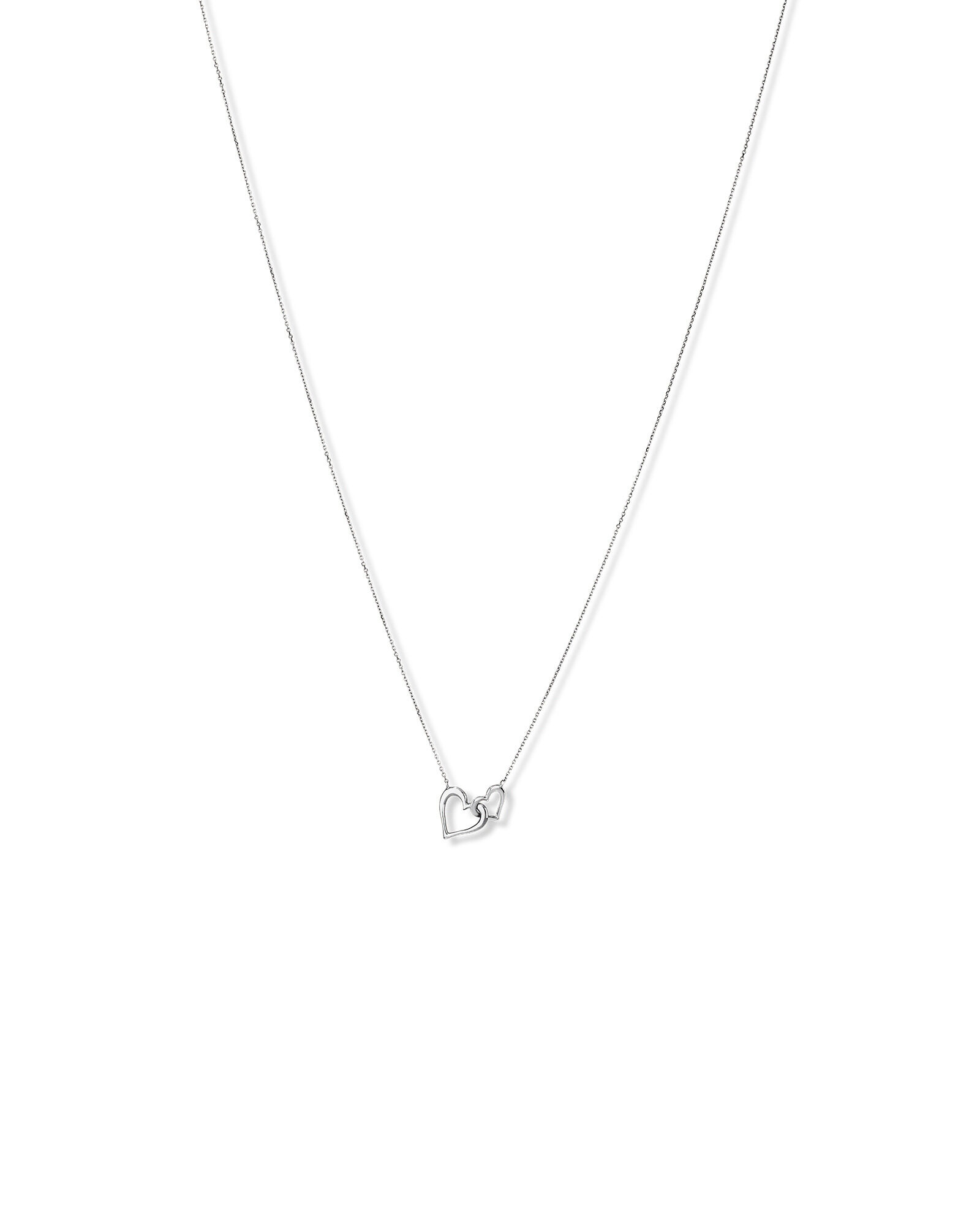 Double Open Heart Necklace in Sterling Silver