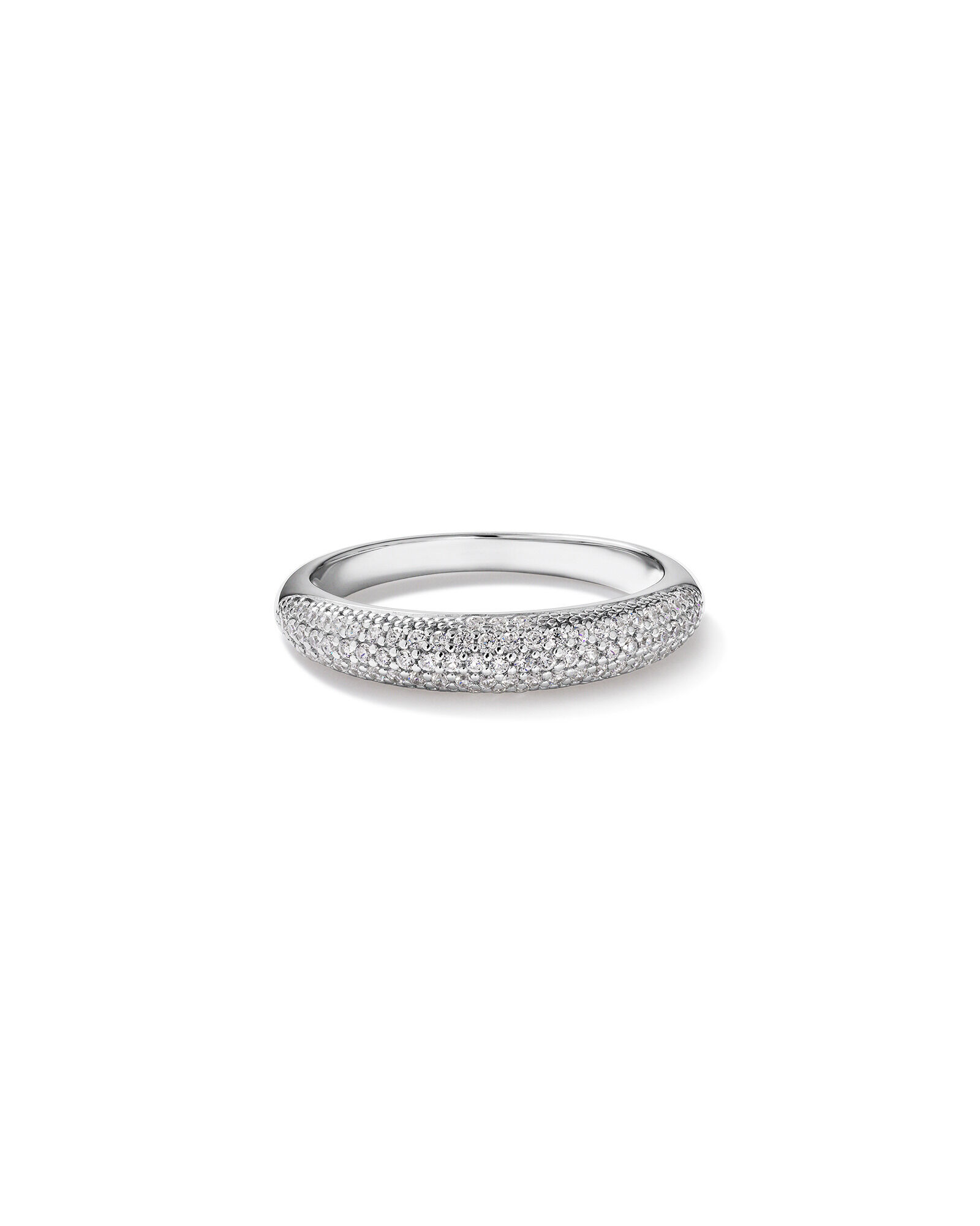 Cubic Zirconia Pave Dome Ring in Sterling Silver